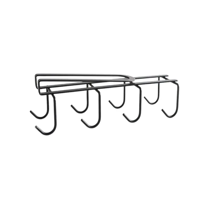 2Pack Under Cabinet 8 Hooks Cup Organizer Rack-Black