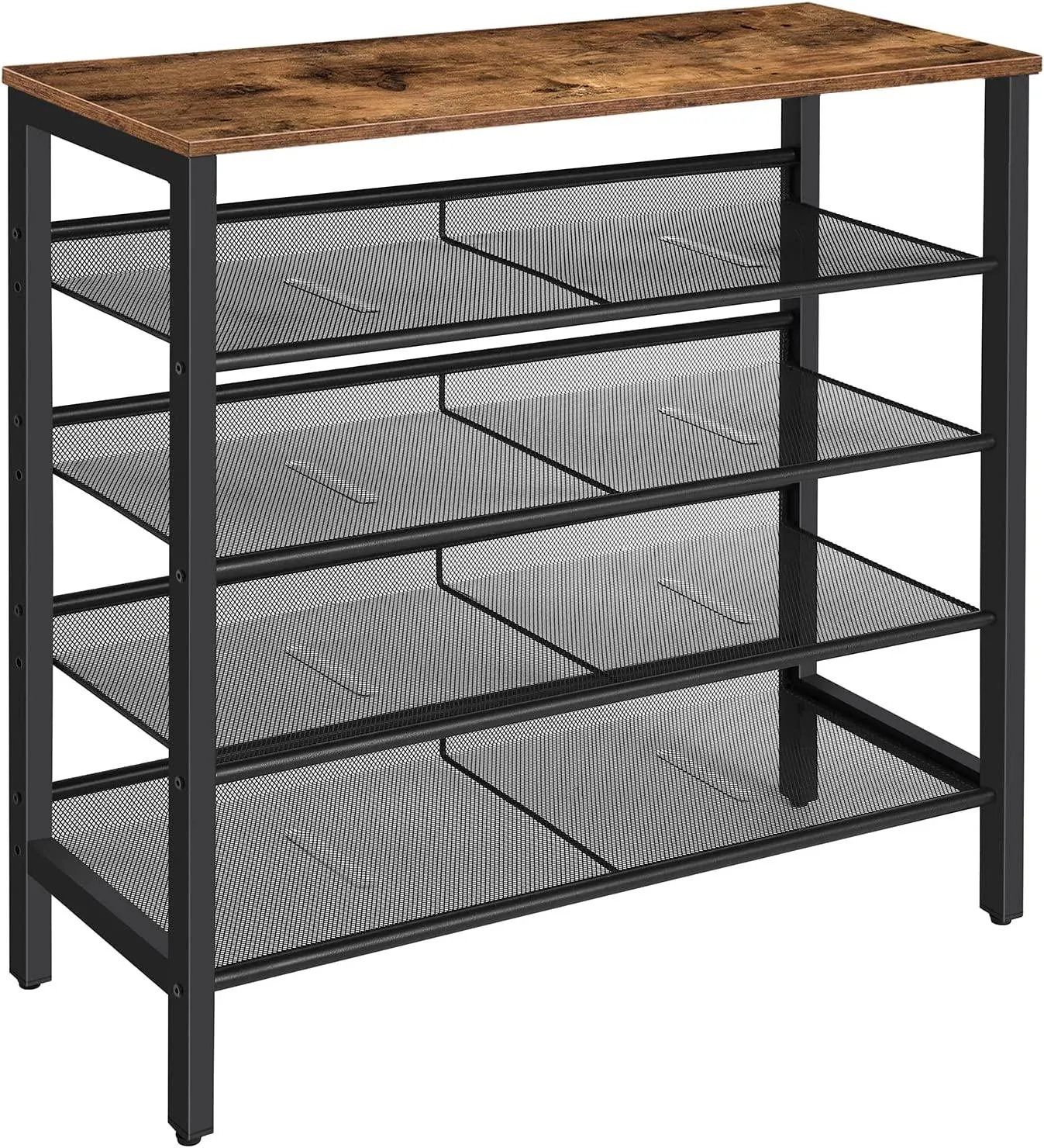 5-Tier Shoe Rack, Industrial Shoe Organizer Storage Bench