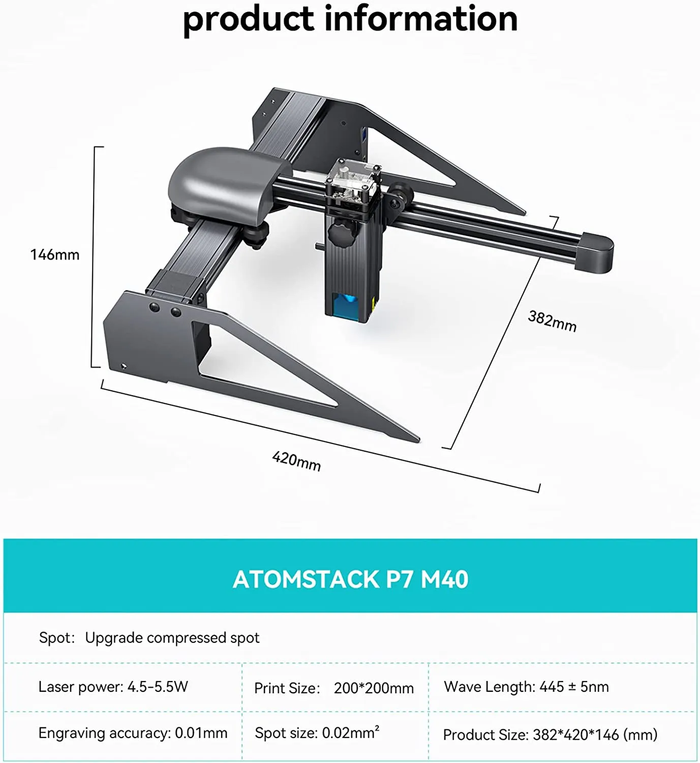 ATOMSTACK P7 M40 Laser Engraver 40W Metal Engraving Machine 0.01 mm Precision Cutting DIY Logo Marking For Wood Leather Acrylic