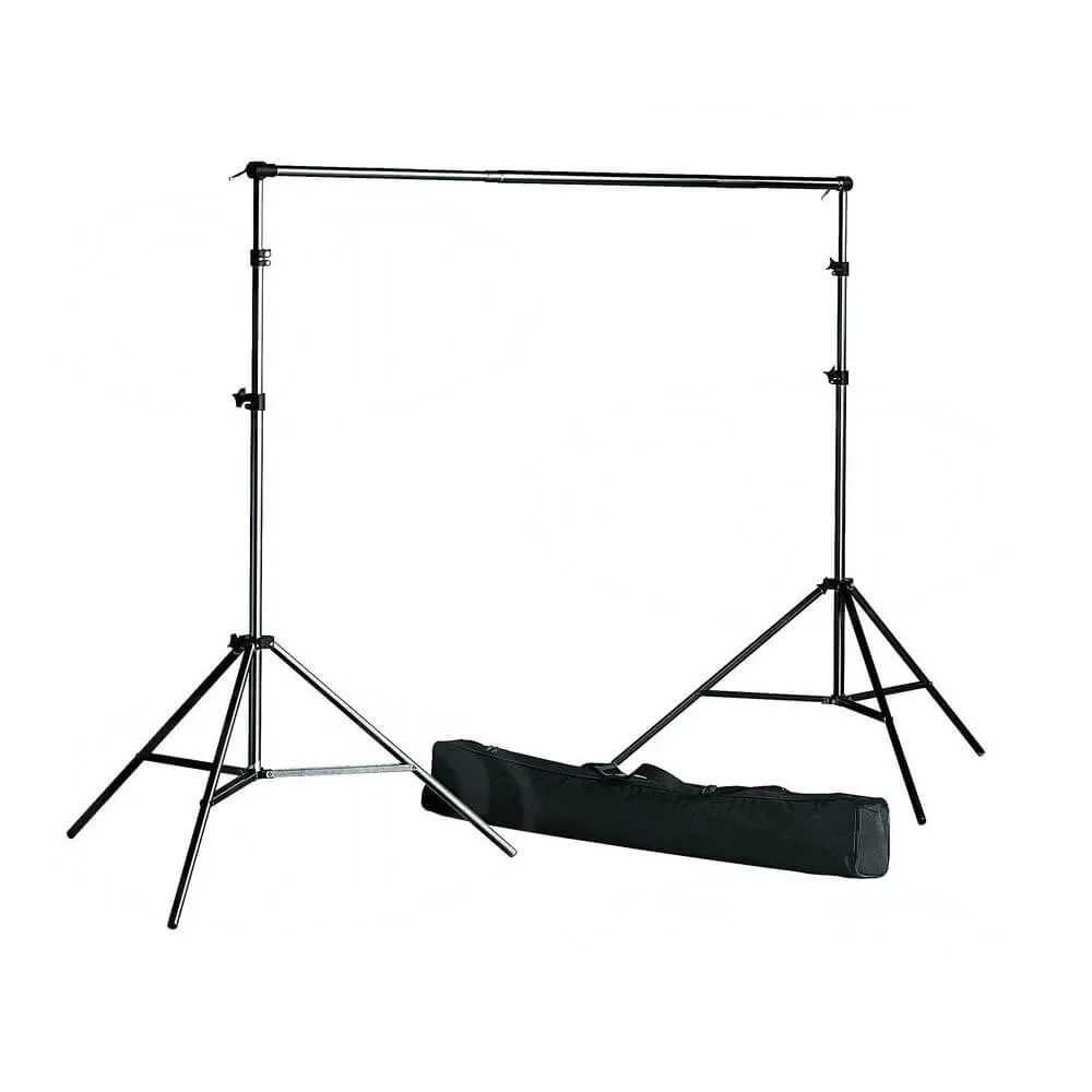 Background Support Kit Telescopic Stand   Black Muslin Backdrop