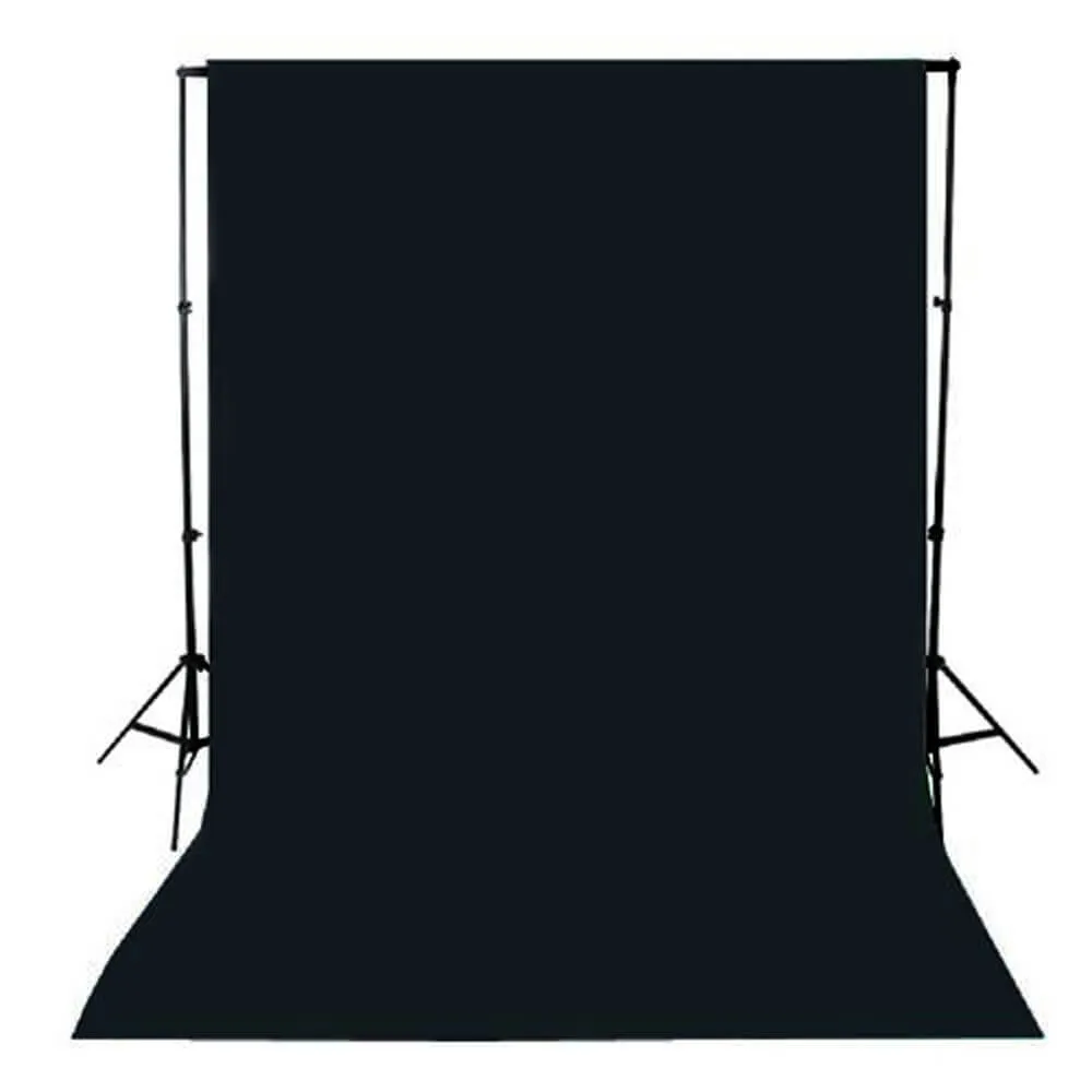 Background Support Kit Telescopic Stand   Black Muslin Backdrop