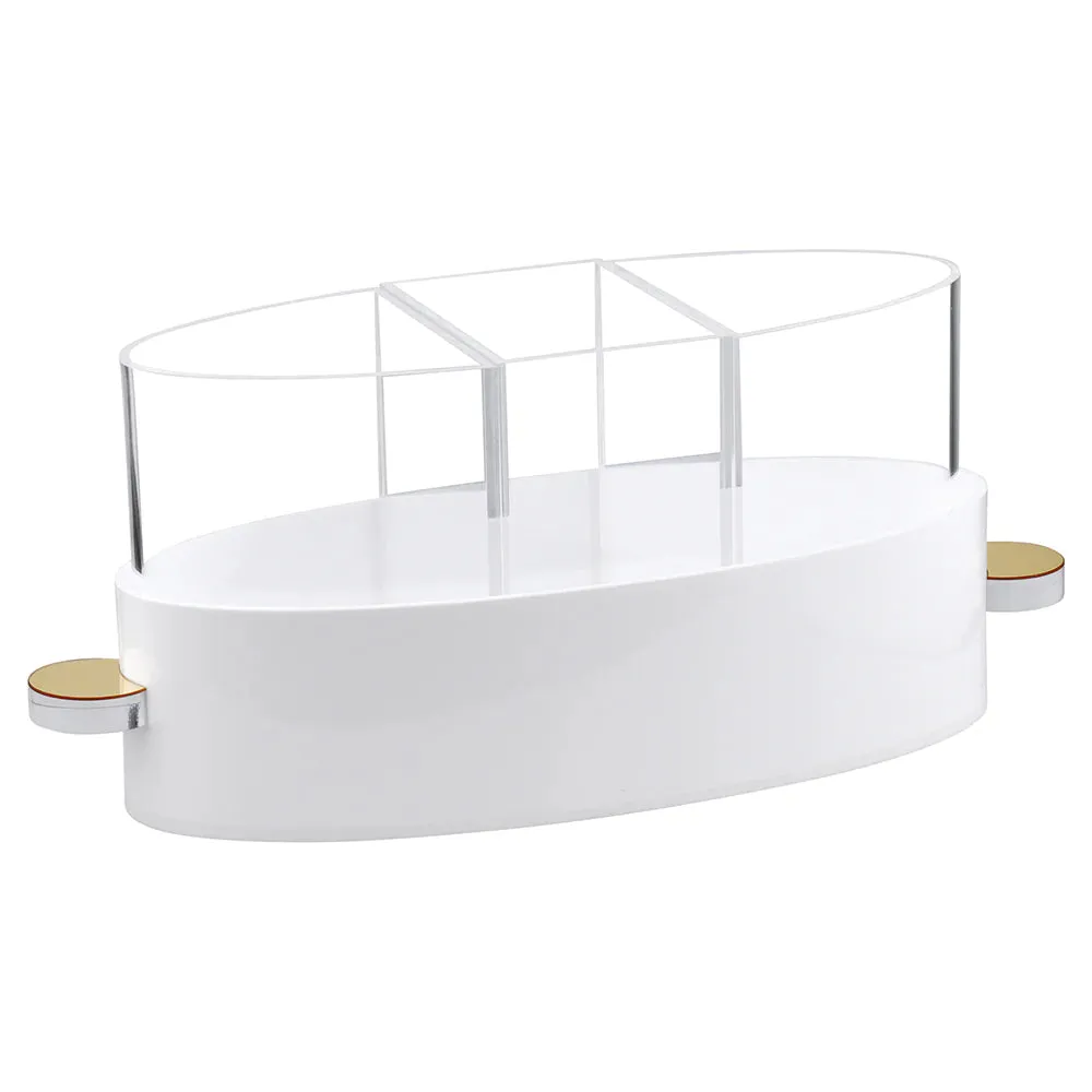 Bt Shalom Gold/White Lucite Utensils Caddy 1pc