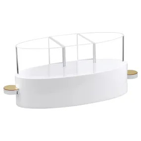 Bt Shalom Gold/White Lucite Utensils Caddy 1pc