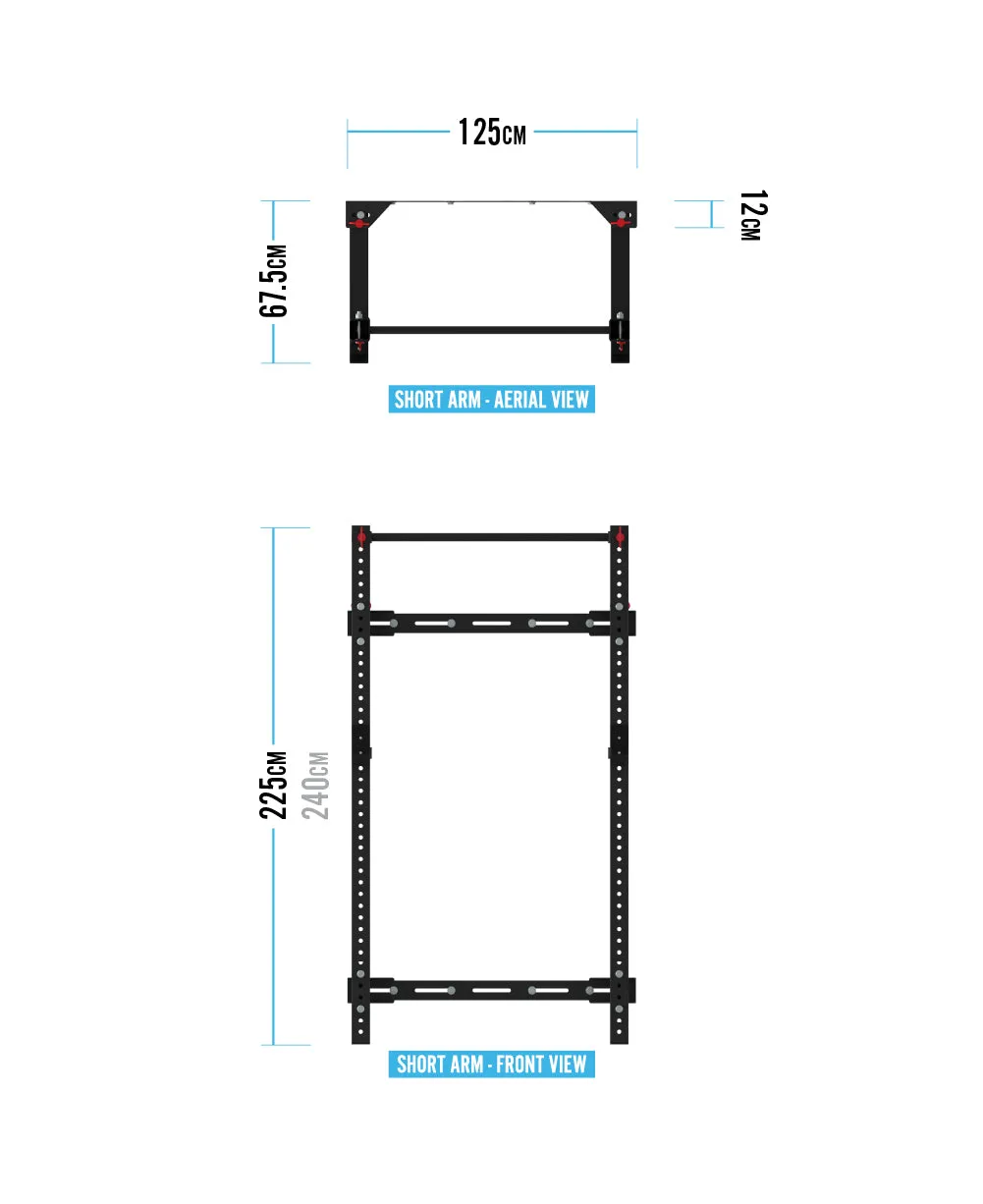 Bulldog Gear - MLWM - Black Wall Mounted Folding Rack With Adjustable Pull Up Bar