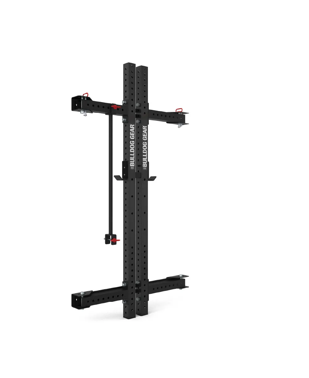 Bulldog Gear - MLWM - Black Wall Mounted Folding Rack With Adjustable Pull Up Bar