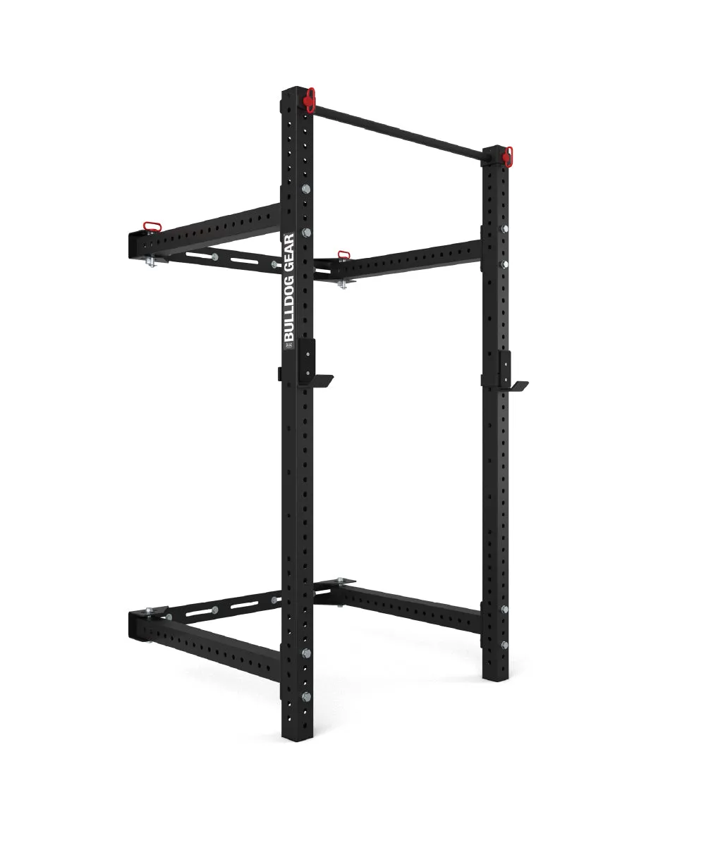 Bulldog Gear - MLWM - Black Wall Mounted Folding Rack With Adjustable Pull Up Bar