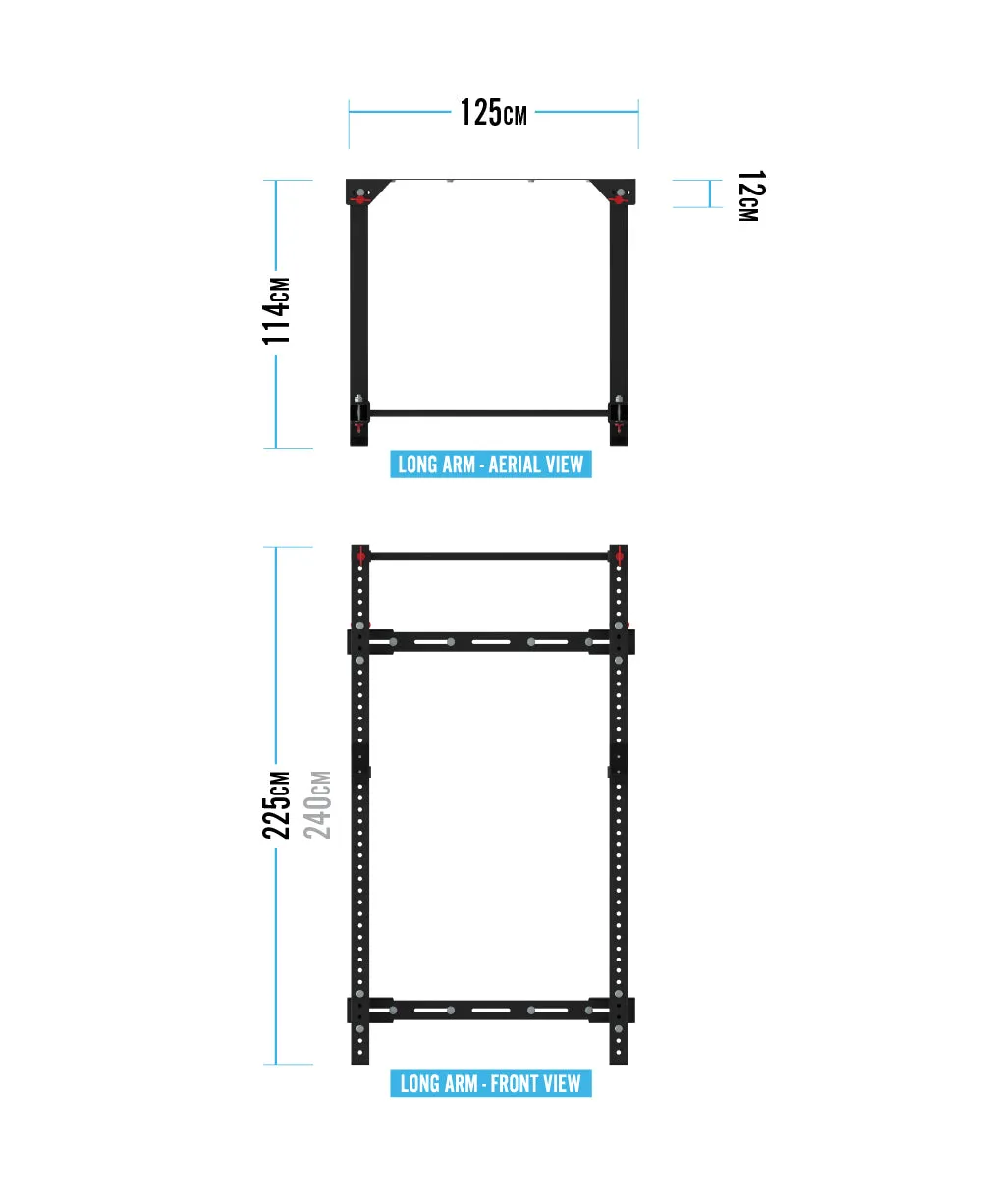 Bulldog Gear - MLWM - Black Wall Mounted Folding Rack With Adjustable Pull Up Bar