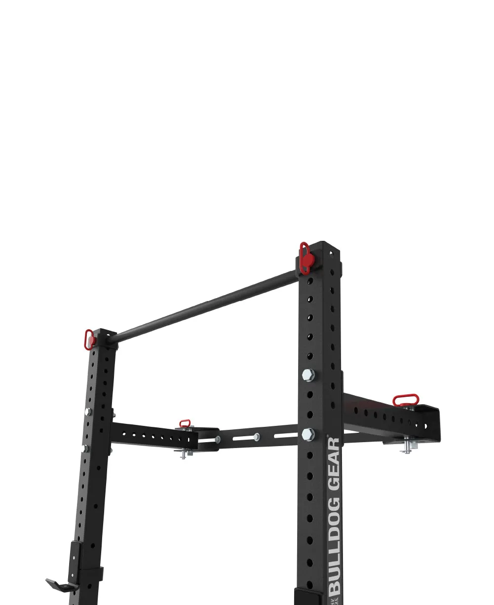 Bulldog Gear - MLWM - Black Wall Mounted Folding Rack With Adjustable Pull Up Bar