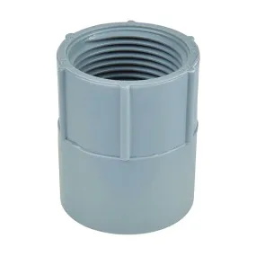 Carlon E942HR Conduit Adapter, 1-1/2 in FPT x Socket, 2-5/32 in Dia, 2-7/32 in L, PVC, Gray