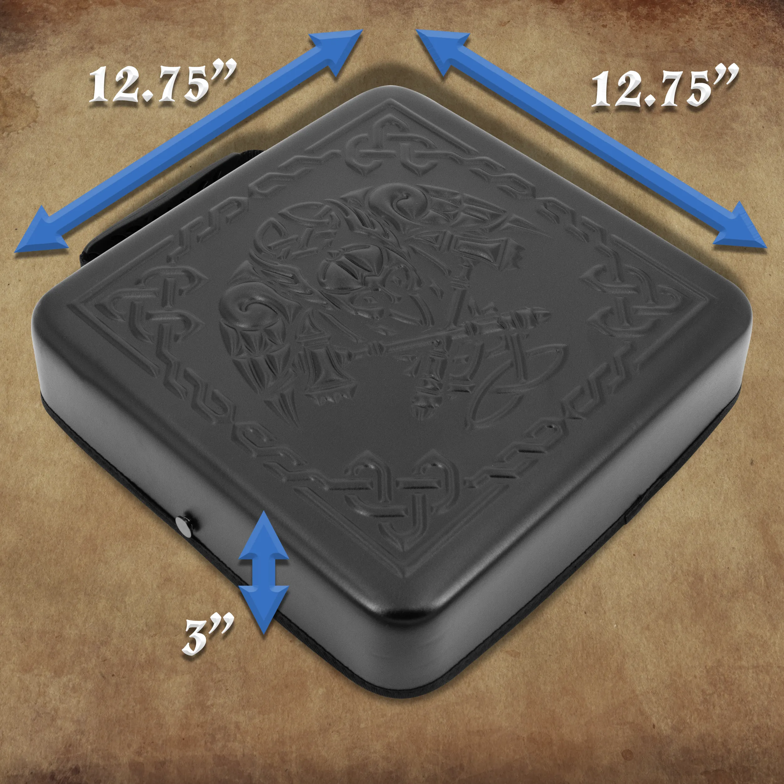 CASEMATIX XL Dice Tray and DND Dice Holder Travel Case for Up to 700 RPG Dice, Expanding Design with 3 Dice Rolling Tray Arenas with Embossed Exterior