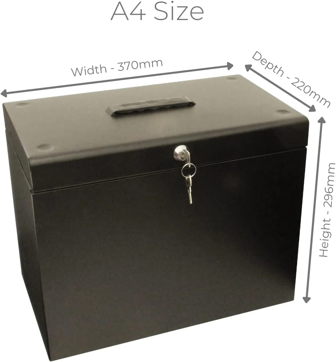 Cathedral Metal File Box Home Office A4 Black A4BK