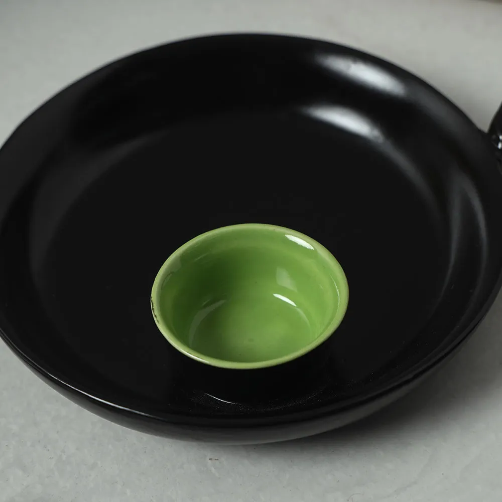 Ceramic Chip and Dip Platter with Fixed Bowl