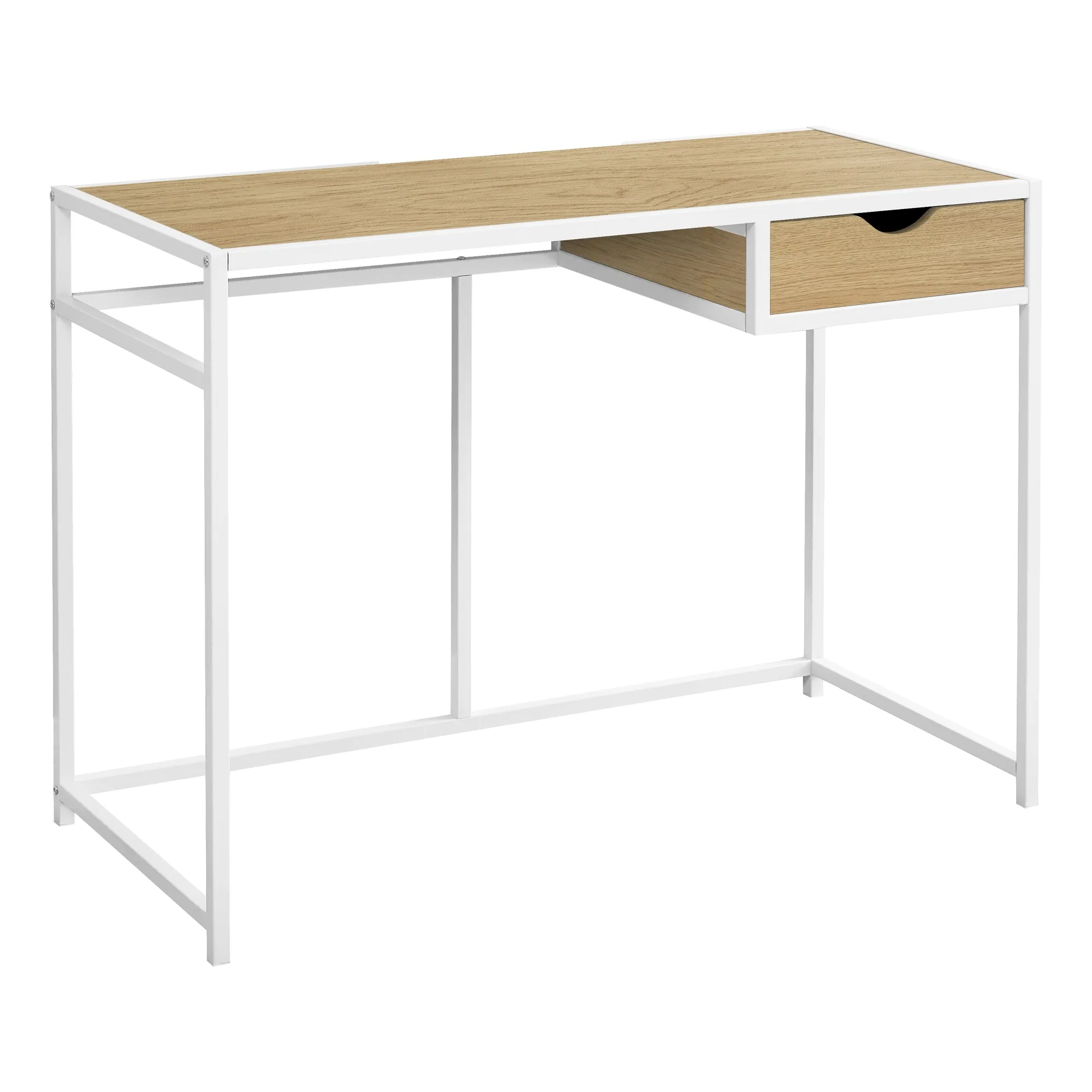 Computer Desk - 42"L / Natural / White Metal