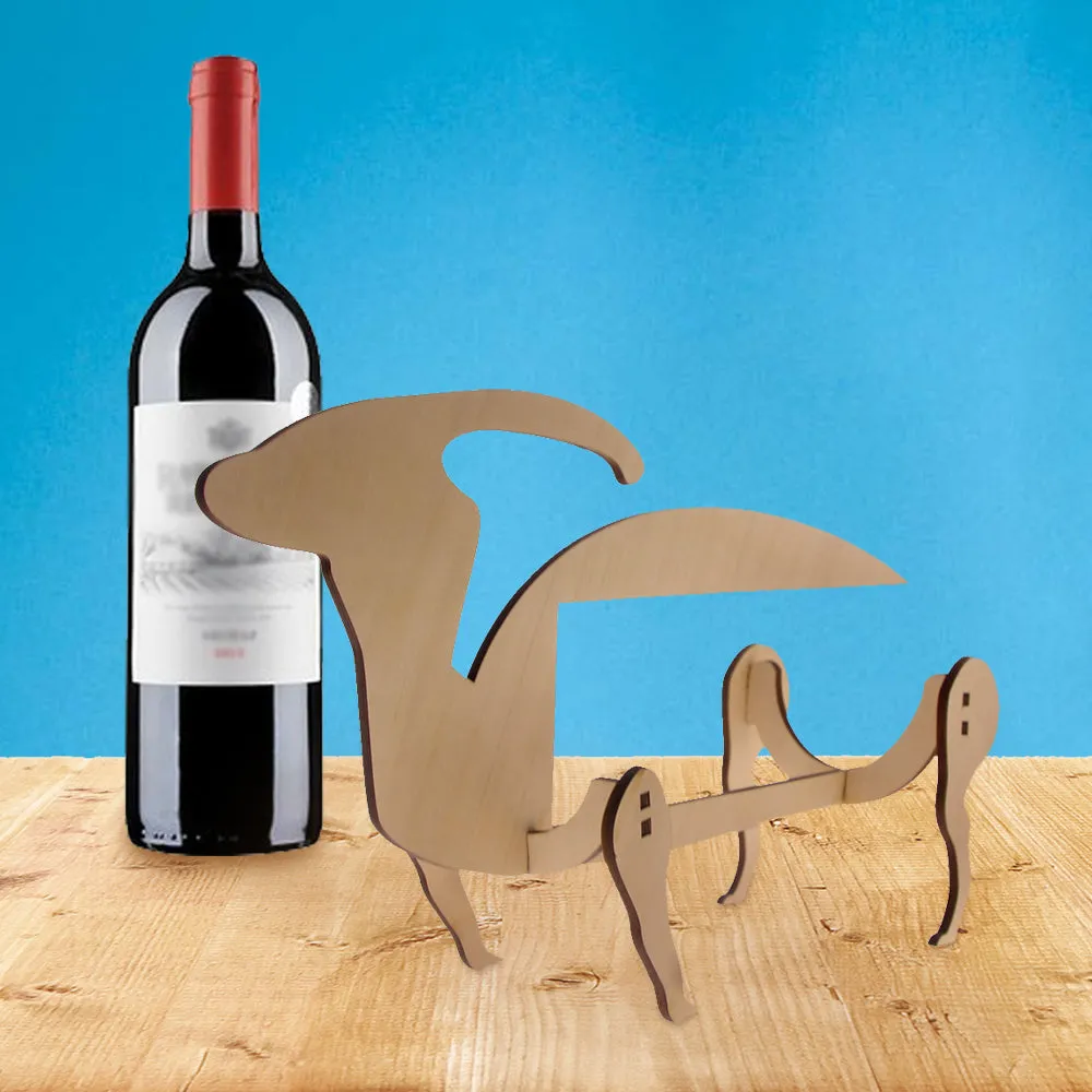 Creative Dinosaur Wine Rack Parasaur Wine Bottle Holder Wooden Parasaurolophus Modern Wine Storage Home Decor