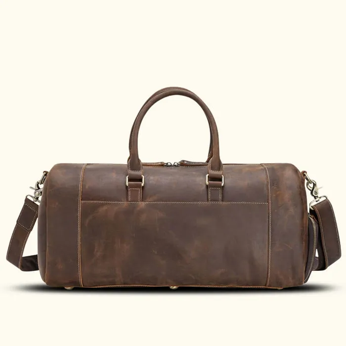 Dazzlo Full-Grain Leather Duffel Bag Weekend Bag - Brown Vintage/Dark Brown - 20"/22"/28"