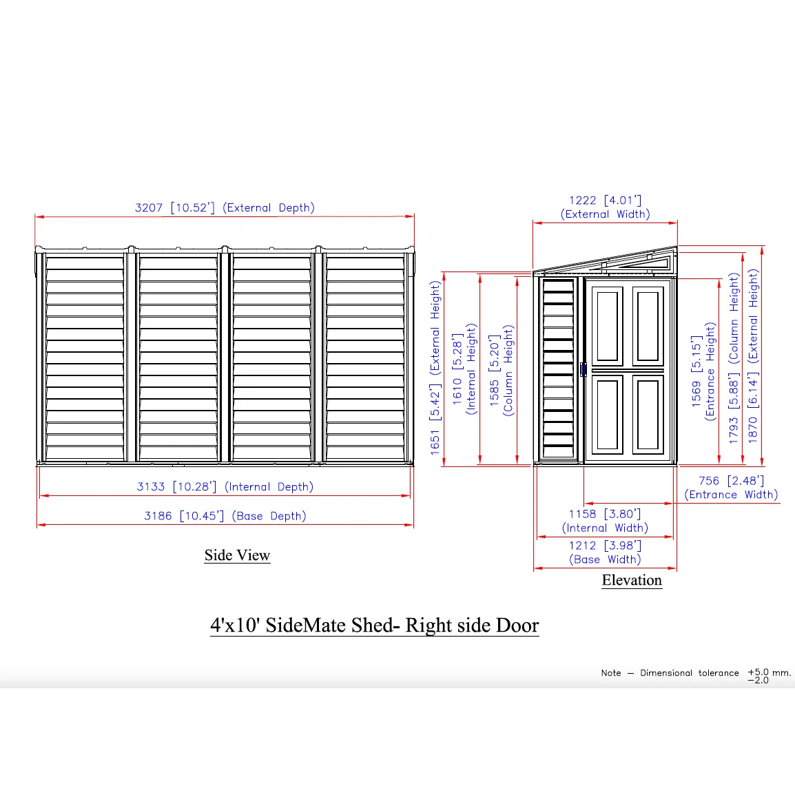 Duramax 4ft x 10ft Sidemate Vinyl Resin Outdoor Storage Shed With Foundation Kit