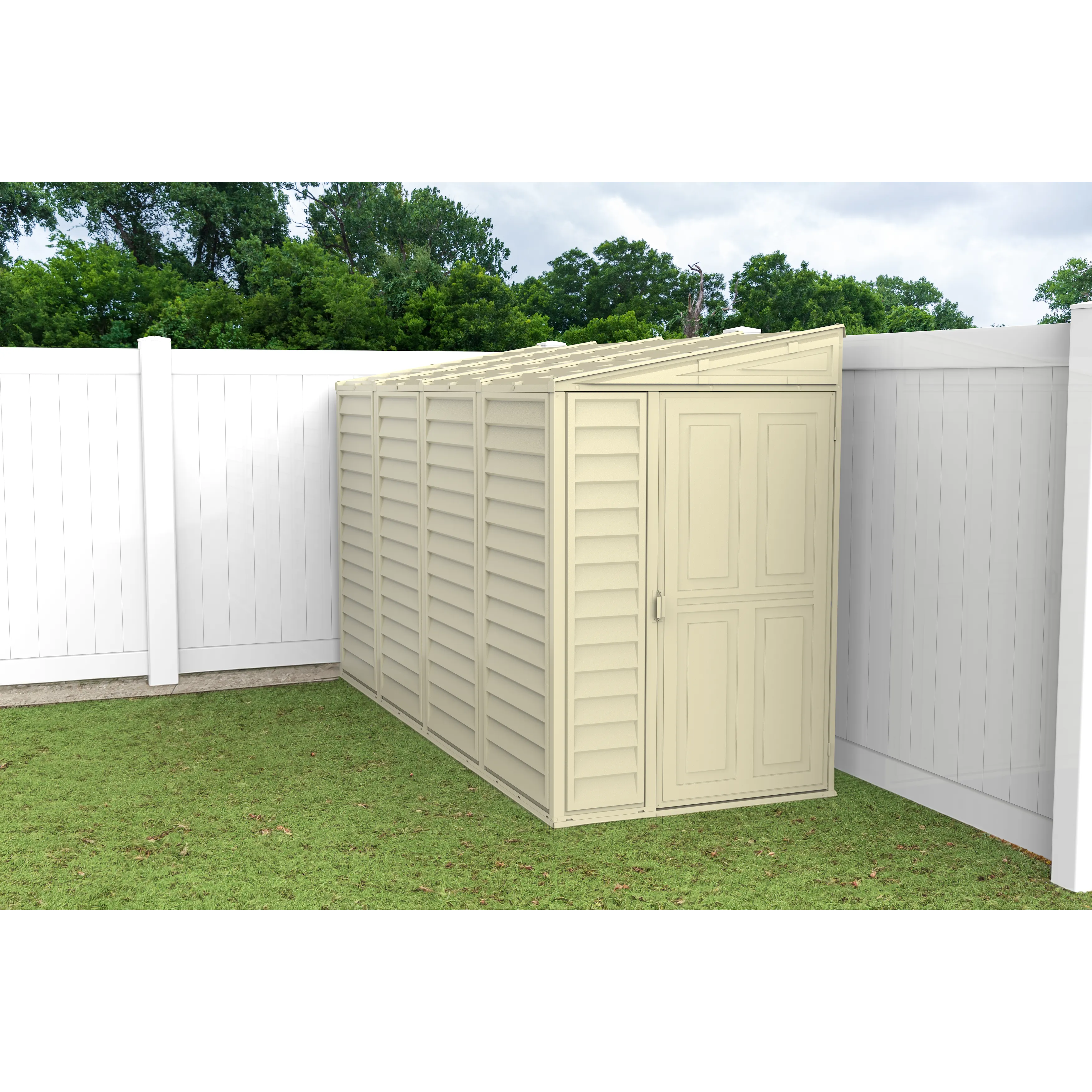 Duramax 4ft x 10ft Sidemate Vinyl Resin Outdoor Storage Shed With Foundation Kit