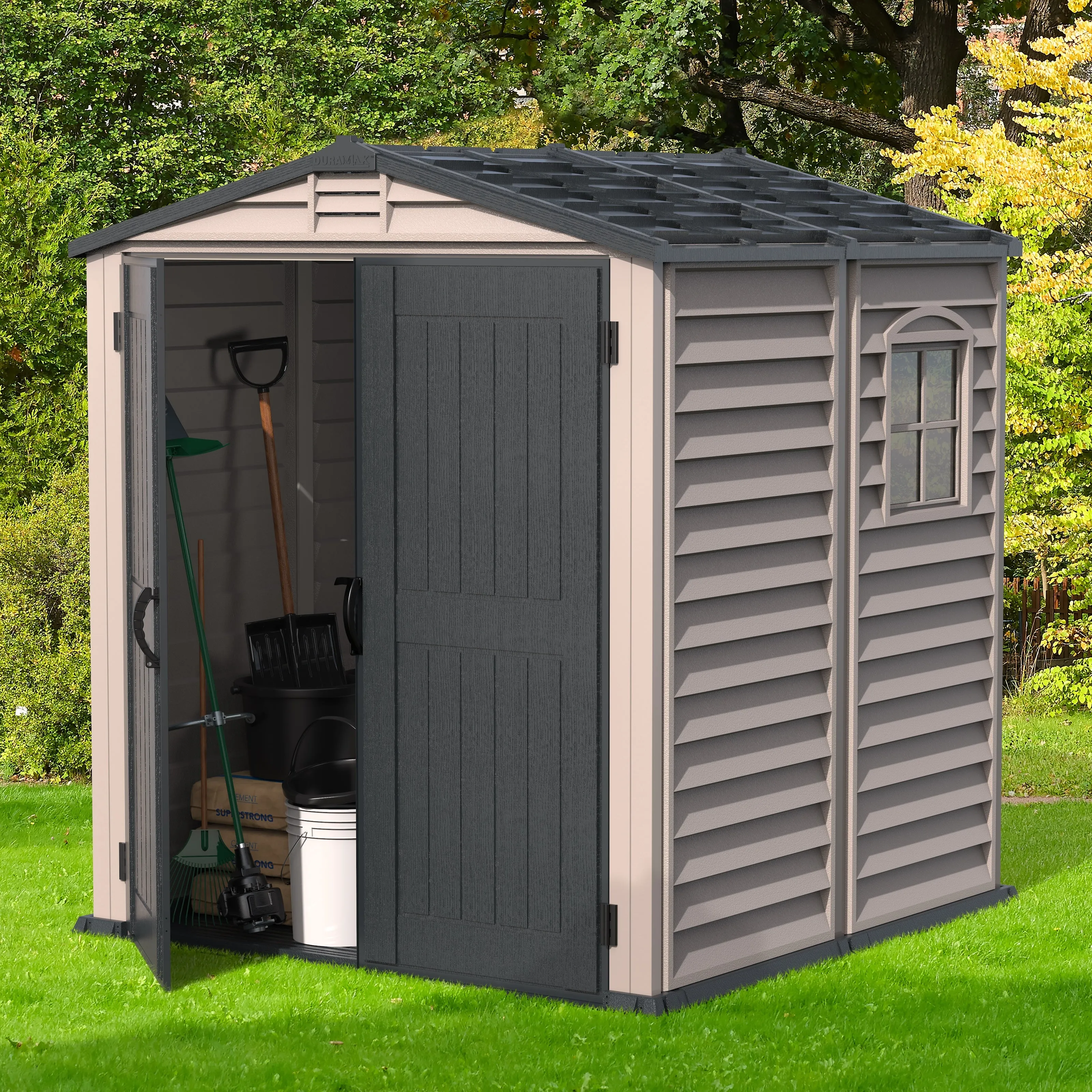 DuraMax Plus 6ft x6ft Storemate Vinyl Shed with Molded Floor