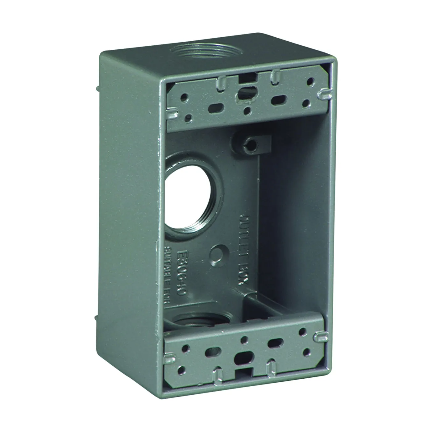 Eaton Wiring Devices 1116-SP Outlet Box, 3 -Outlet, 1 -Gang, Aluminum, Black, Powder-Coated, Wall Mounting