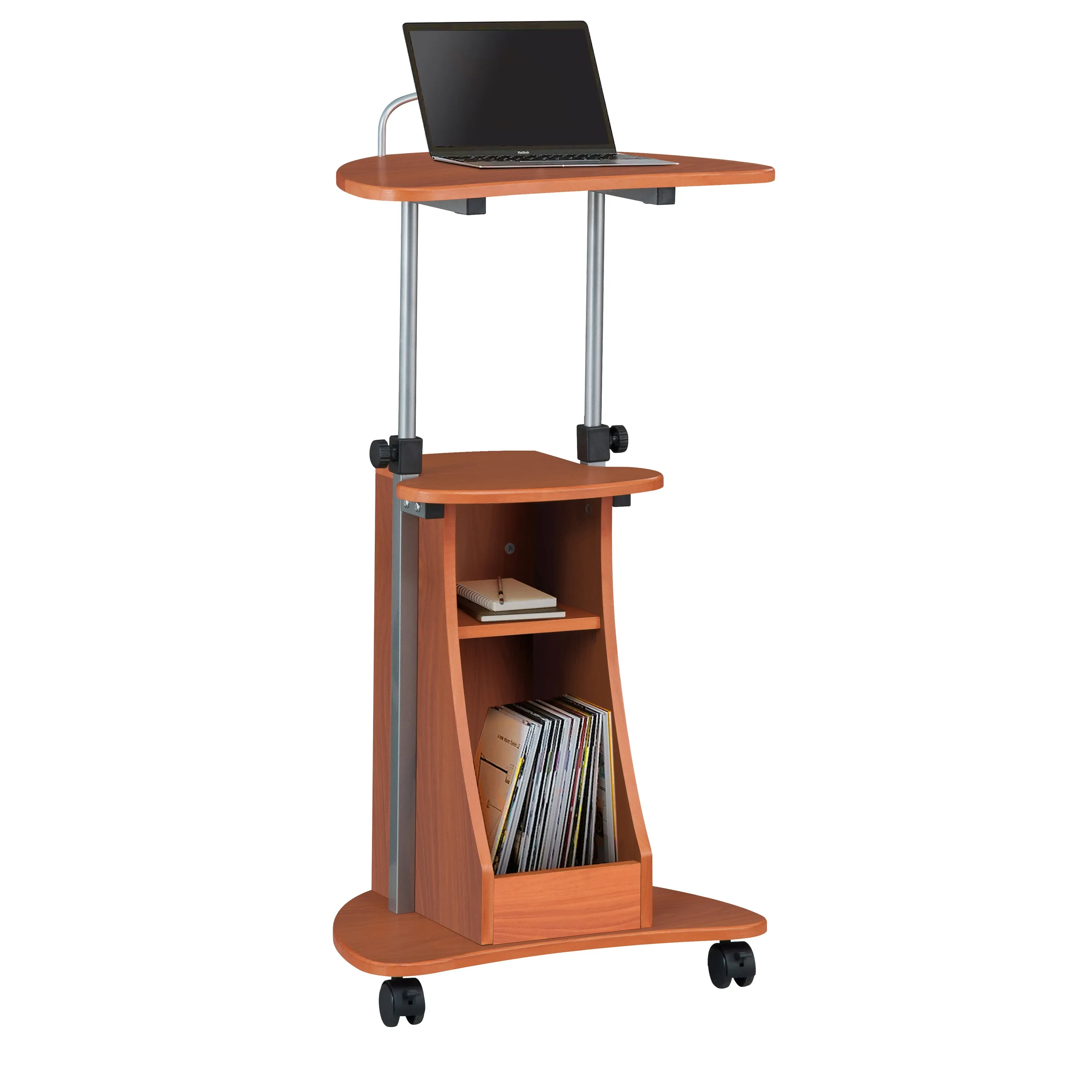 Elevate Tech Rolling Adjustable Laptop Cart With Storage