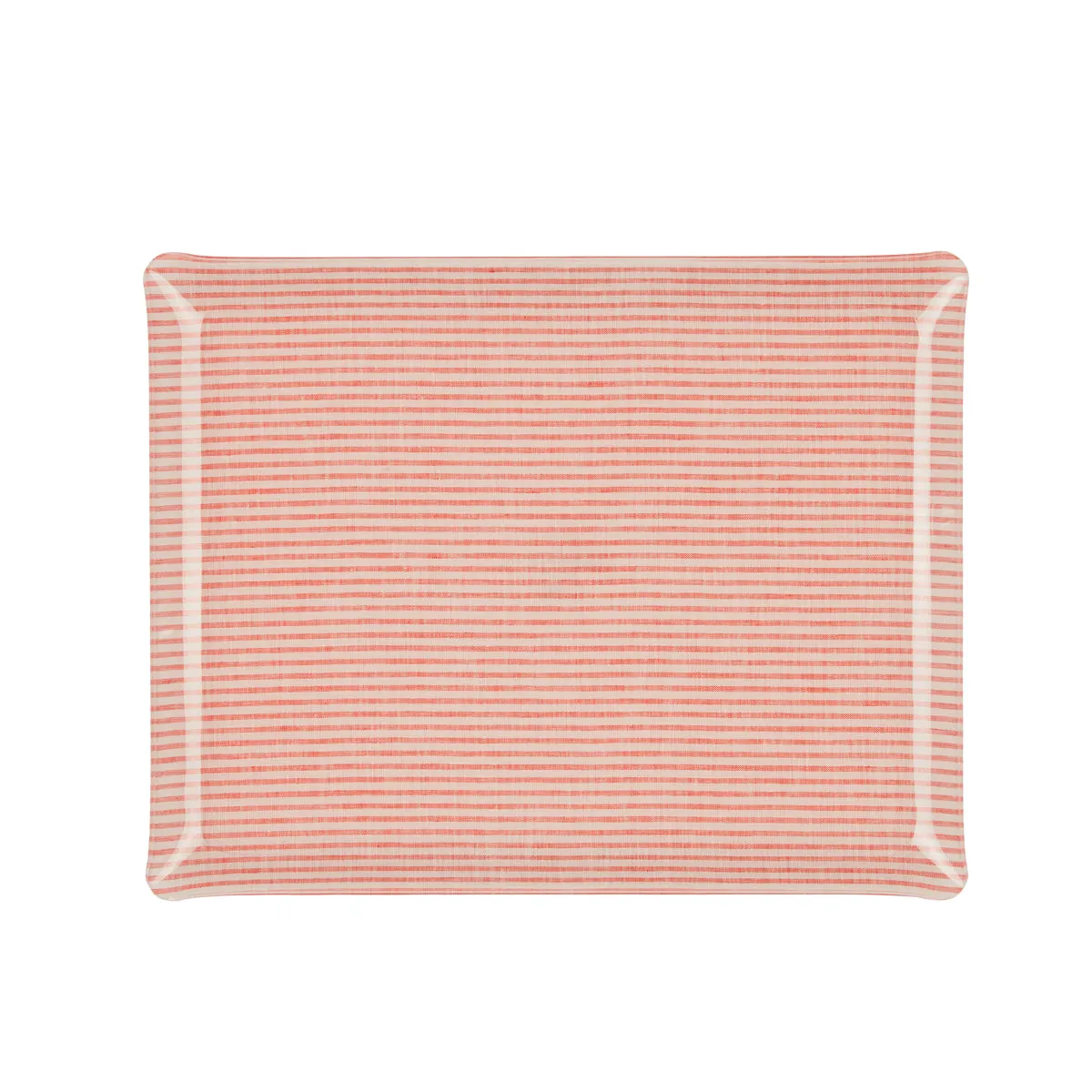 Fabric Tray Large Stripe Coral and White