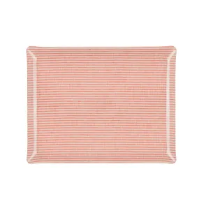 Fabric Tray Large Stripe Coral and White