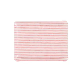 Fabric Tray Small Stripe Coral and White