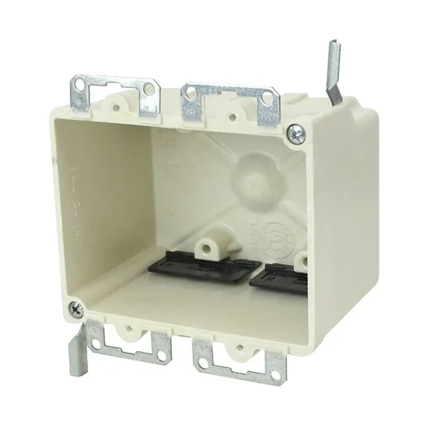 fiberglassBOX 9312-EWK Electrical Box, 2 -Gang, Fiberglass/Polyester, Beige/Tan, Wall, Wing Bracket Mounting