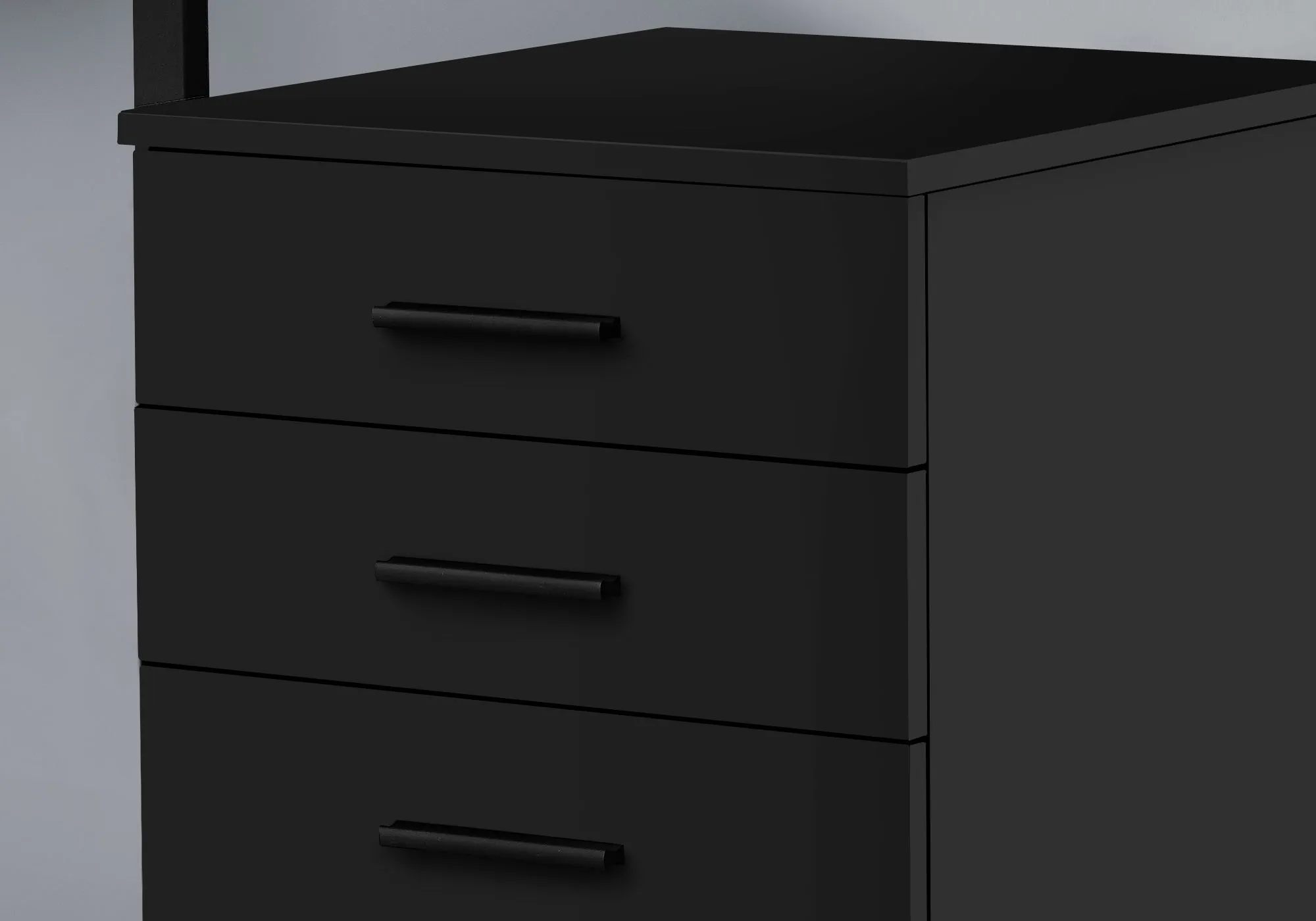 Filing Cabinet - 3 Drawer / Black On Castors