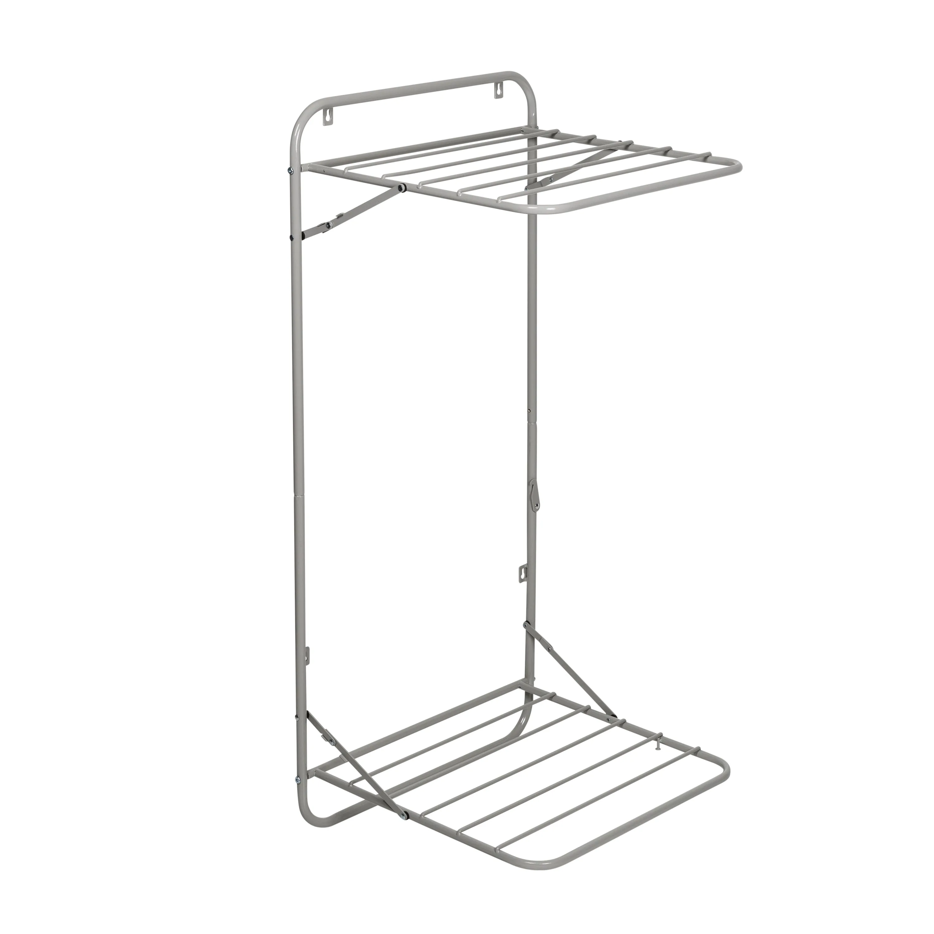 Gray Over-the-Door or Wall Mount 2-Tier Folding Drying Rack