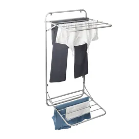 Gray Over-the-Door or Wall Mount 2-Tier Folding Drying Rack