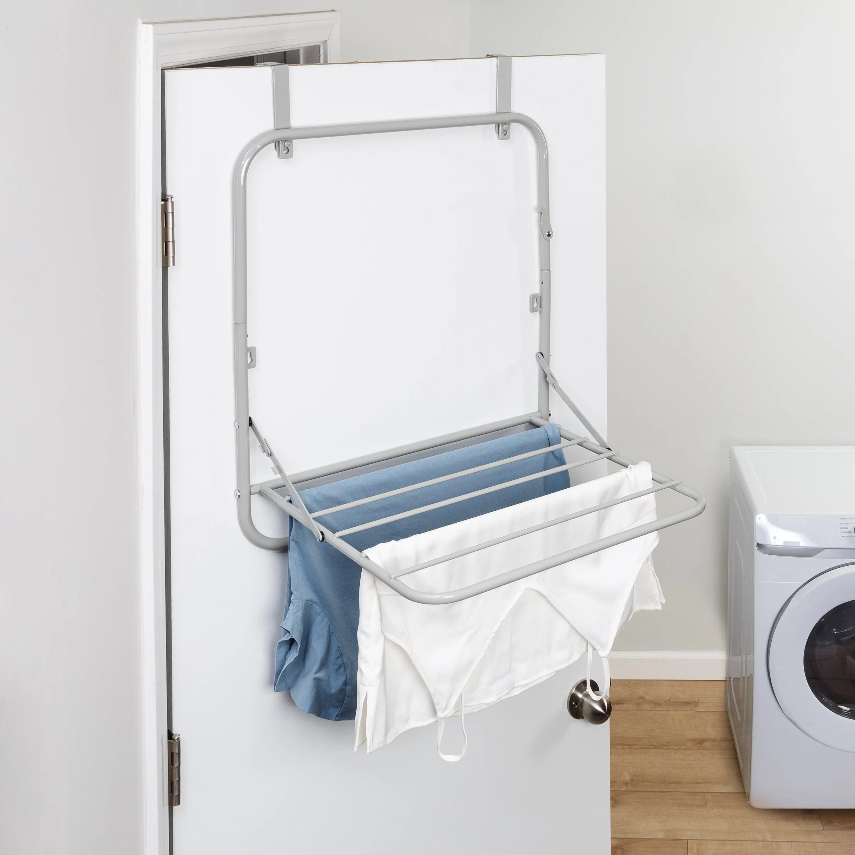 Gray Over-the-Door or Wall Mount Folding Drying Rack