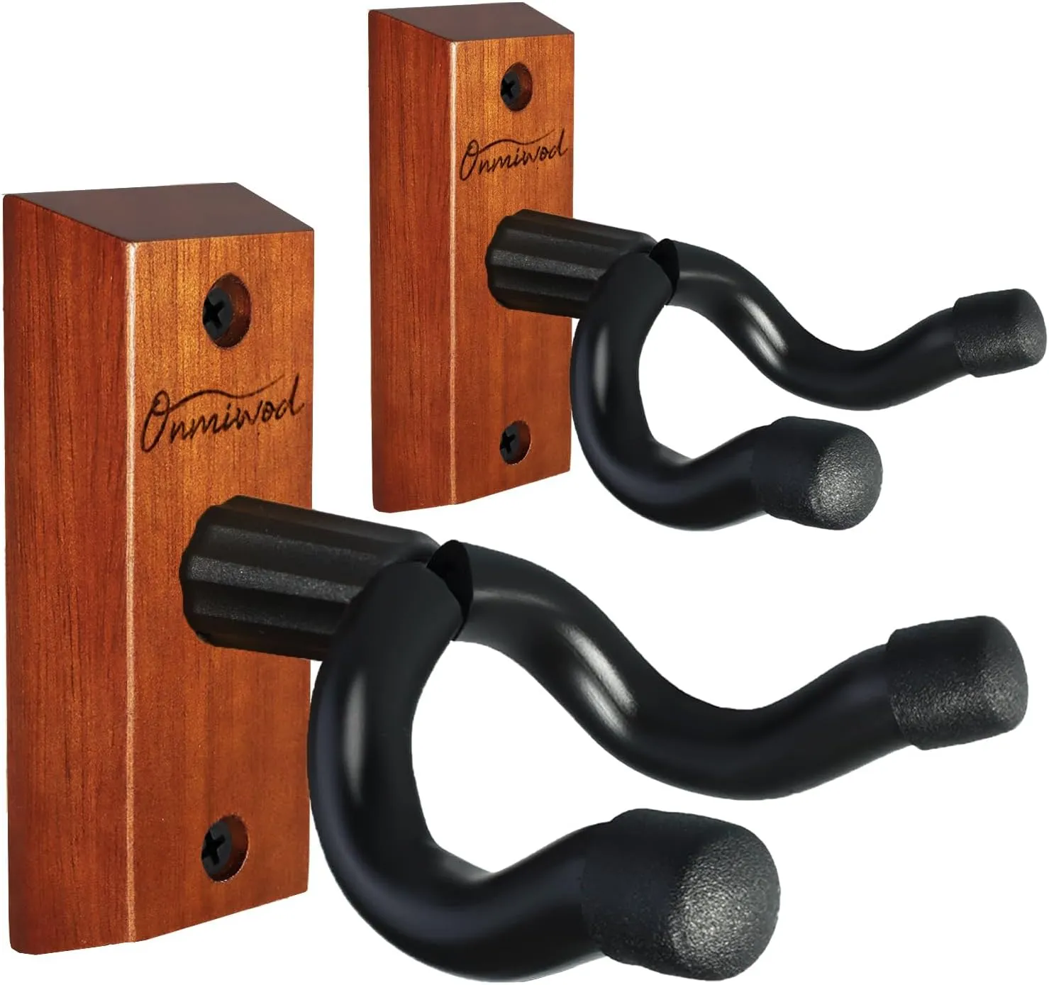 Guitar Wall Mount 2 Pack, Black Walnut Wood Guitar Hanger, U-Shaped Guitar Wall Hanger Mount, Guitar Holder Hook Stand Wall for Acoustic, Electric Guitar, Banjo, Bass, for Guitar Player Men Boy