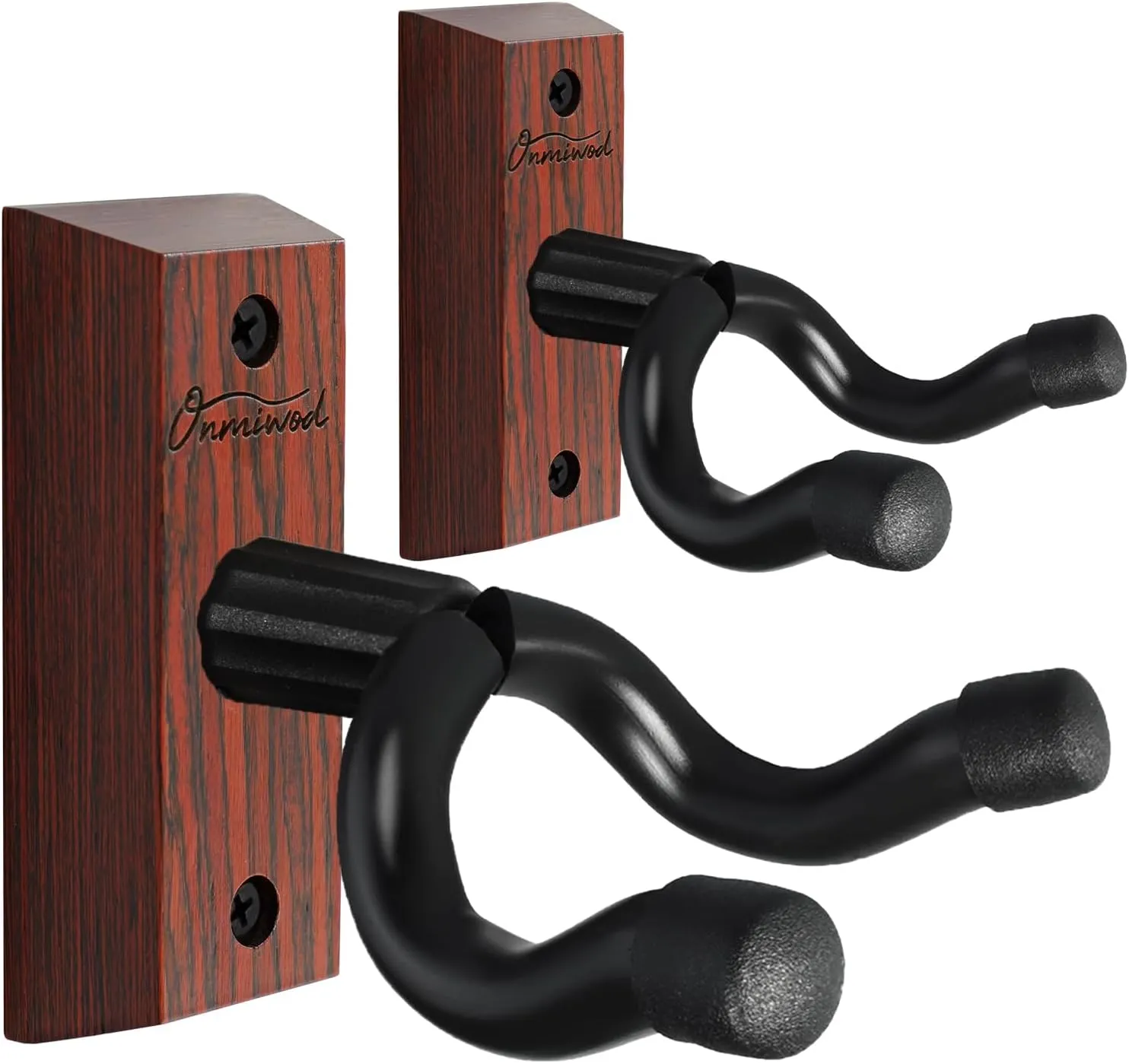 Guitar Wall Mount 2 Pack, Black Walnut Wood Guitar Hanger, U-Shaped Guitar Wall Hanger Mount, Guitar Holder Hook Stand Wall for Acoustic, Electric Guitar, Banjo, Bass, for Guitar Player Men Boy