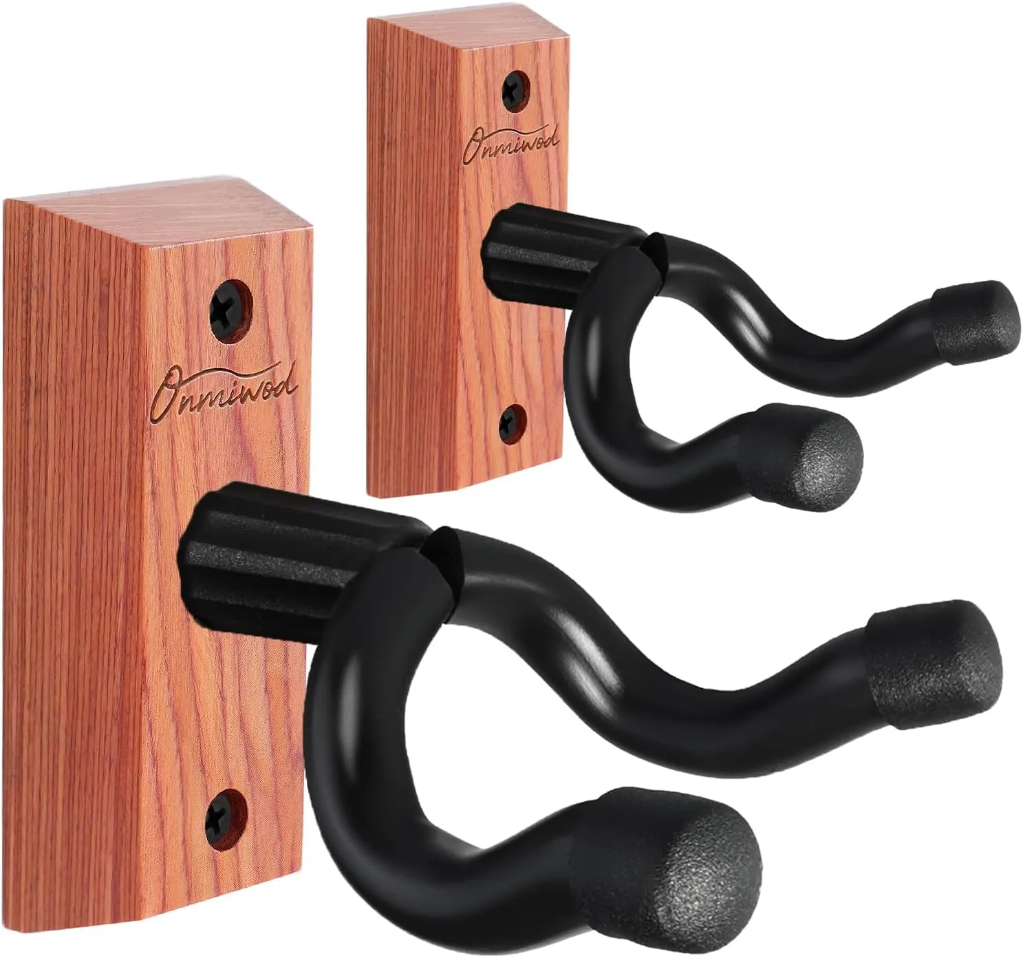 Guitar Wall Mount 2 Pack, Black Walnut Wood Guitar Hanger, U-Shaped Guitar Wall Hanger Mount, Guitar Holder Hook Stand Wall for Acoustic, Electric Guitar, Banjo, Bass, for Guitar Player Men Boy