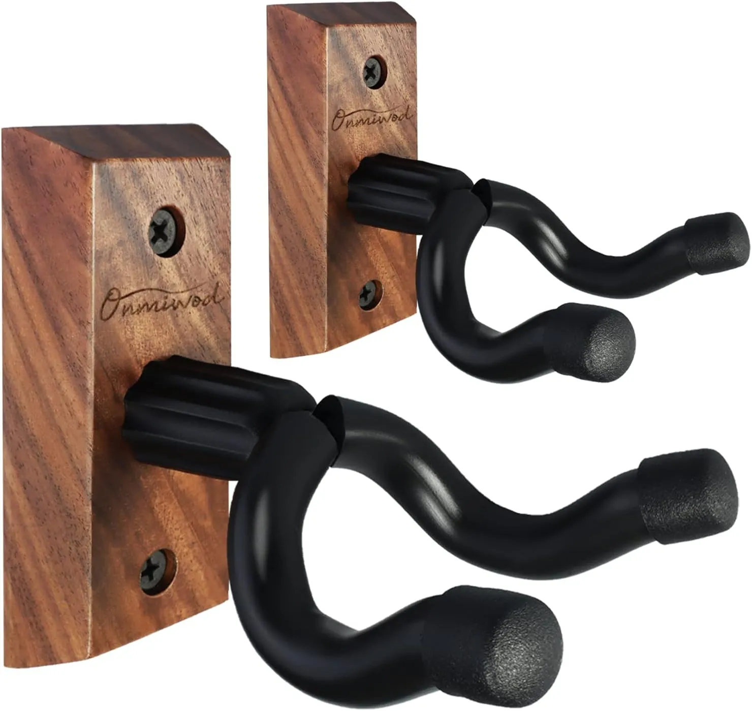 Guitar Wall Mount 2 Pack, Black Walnut Wood Guitar Hanger, U-Shaped Guitar Wall Hanger Mount, Guitar Holder Hook Stand Wall for Acoustic, Electric Guitar, Banjo, Bass, for Guitar Player Men Boy