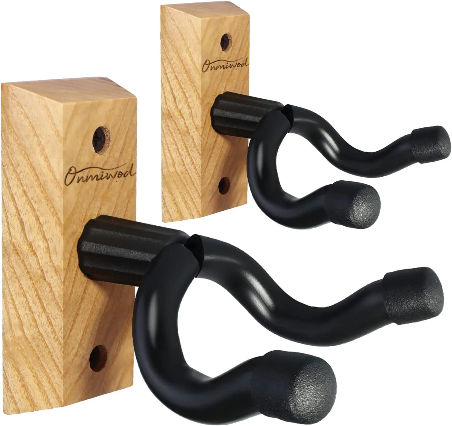 Guitar Wall Mount 2 Pack, Black Walnut Wood Guitar Hanger, U-Shaped Guitar Wall Hanger Mount, Guitar Holder Hook Stand Wall for Acoustic, Electric Guitar, Banjo, Bass, for Guitar Player Men Boy