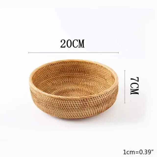 Handwoven Round Rattan Fruit Basket