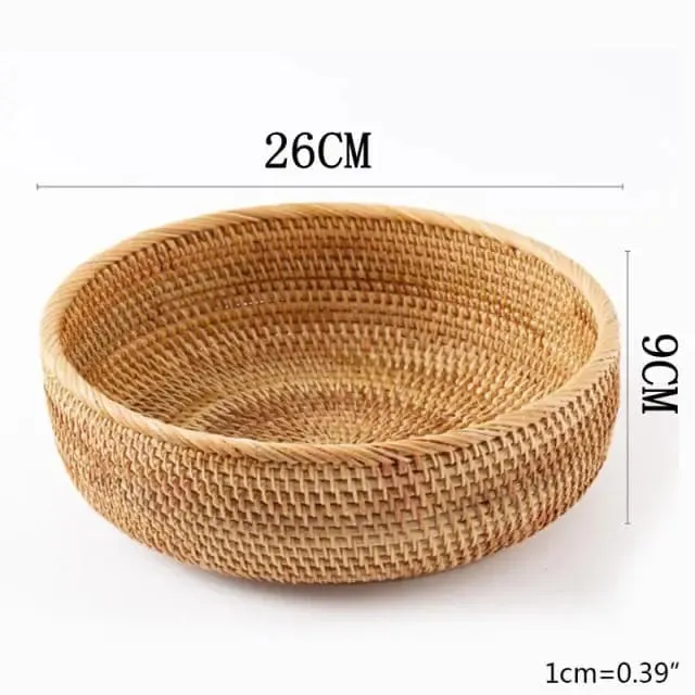 Handwoven Round Rattan Fruit Basket