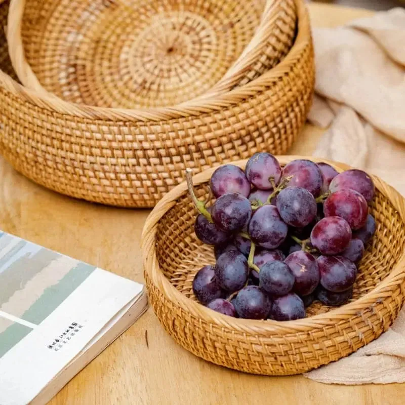 Handwoven Round Rattan Fruit Basket