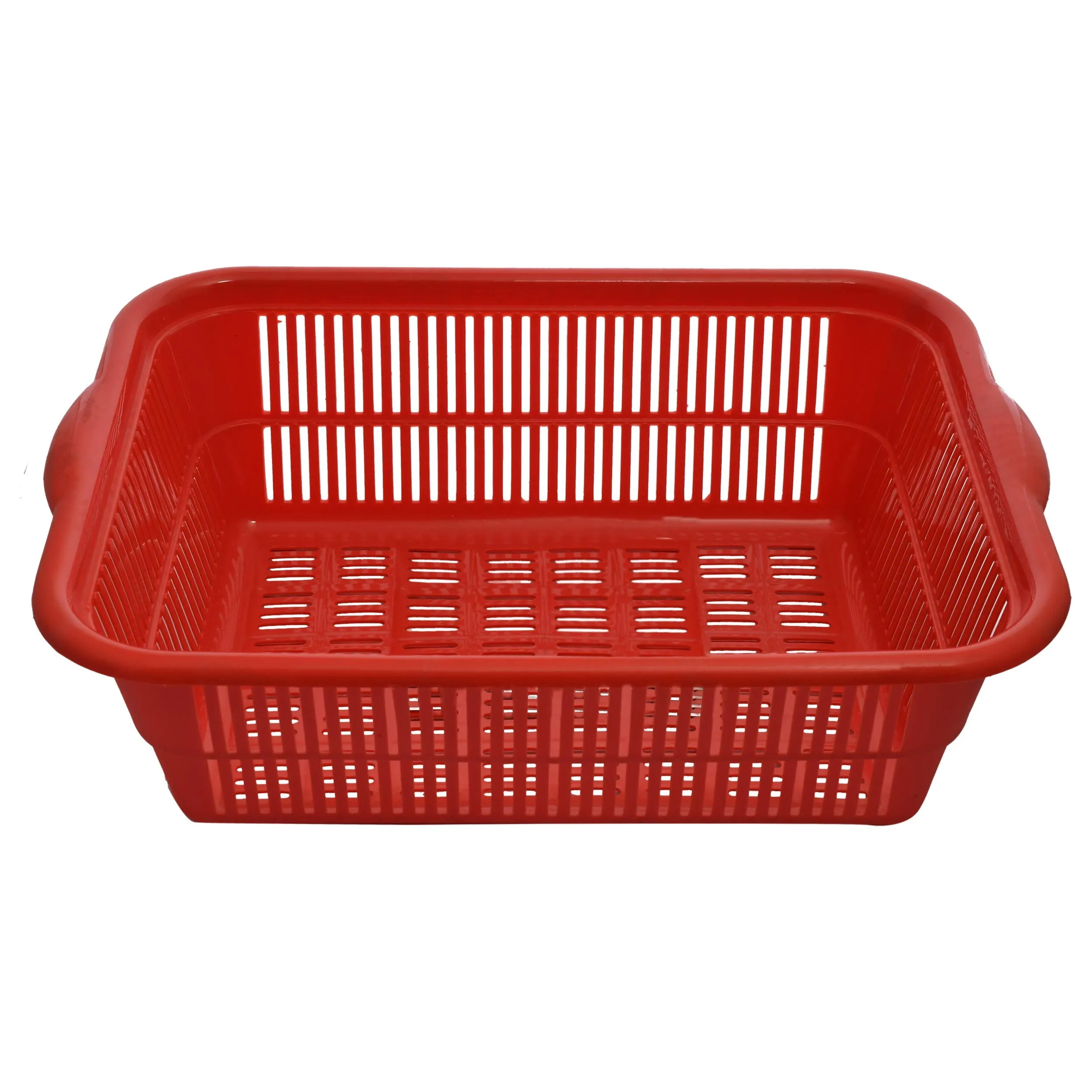 Kuber Industries Plastic 2 Pieces Kitchen Large Size Dish Rack Drainer Vegetables and Fruits Washing Basket Dish Rack Multipurpose Organizers (Blue & Red)-KUBMART805