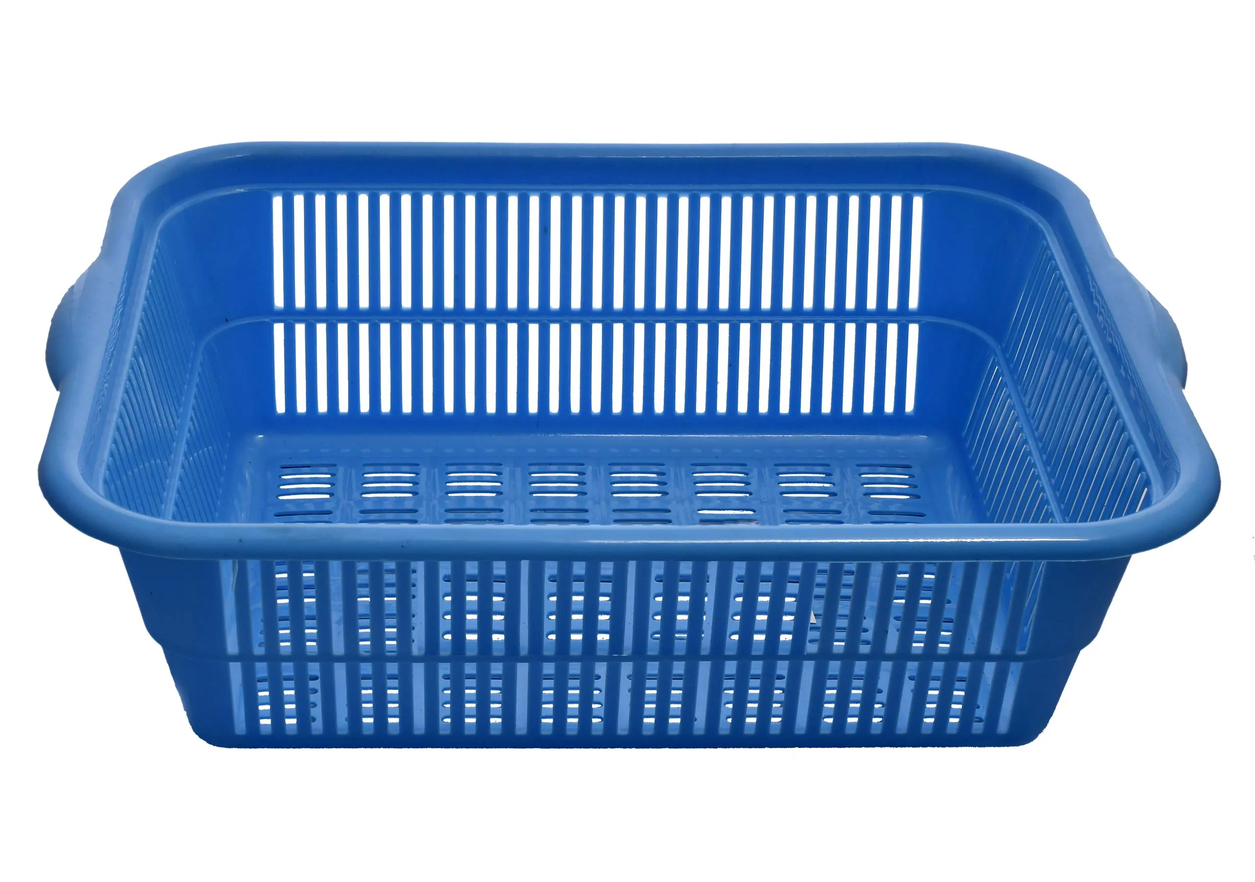 Kuber Industries Plastic 2 Pieces Kitchen Large Size Dish Rack Drainer Vegetables and Fruits Washing Basket Dish Rack Multipurpose Organizers (Blue & Red)-KUBMART805