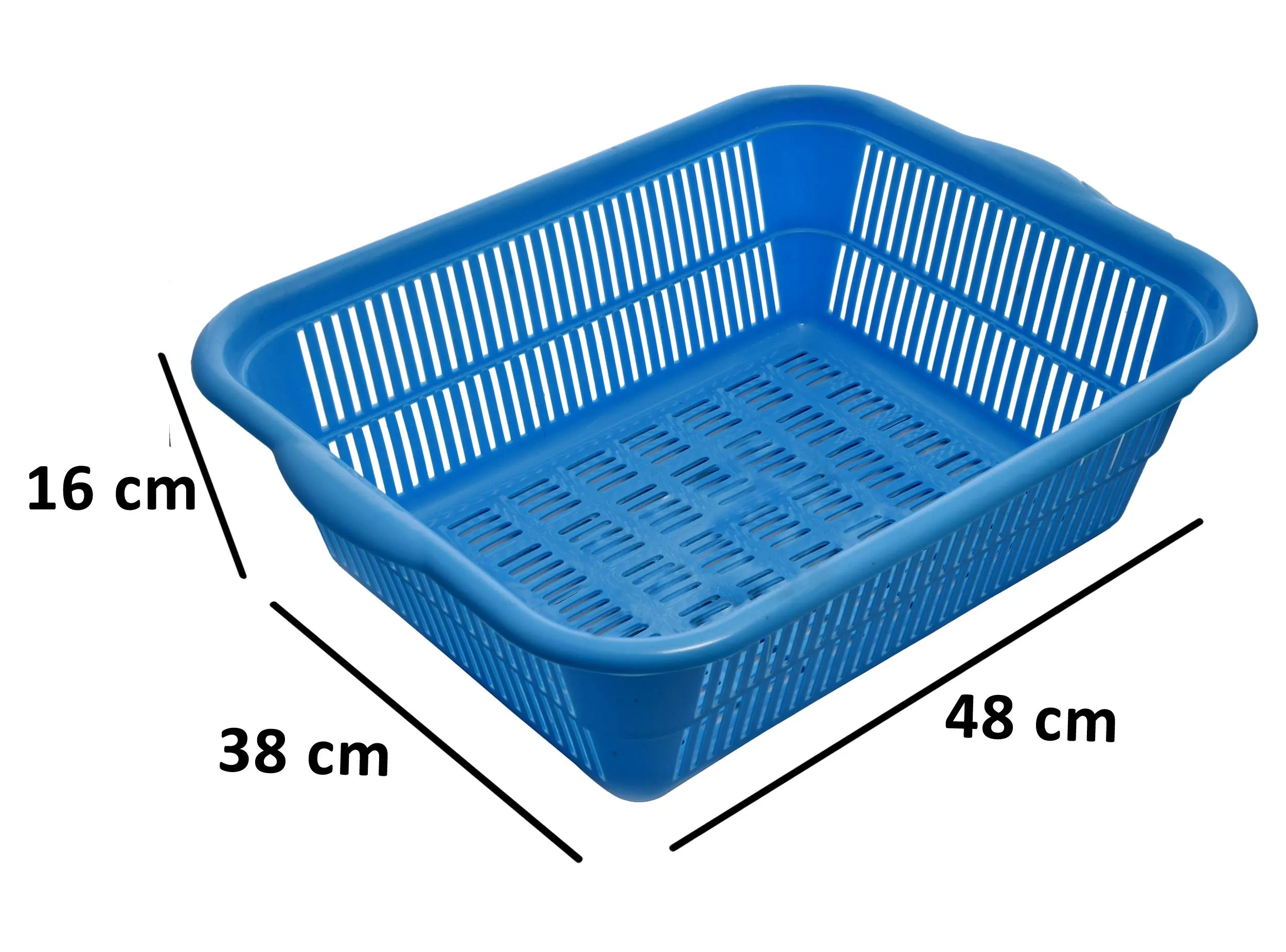 Kuber Industries Plastic 2 Pieces Kitchen Large Size Dish Rack Drainer Vegetables and Fruits Washing Basket Dish Rack Multipurpose Organizers (Blue & Red)-KUBMART805