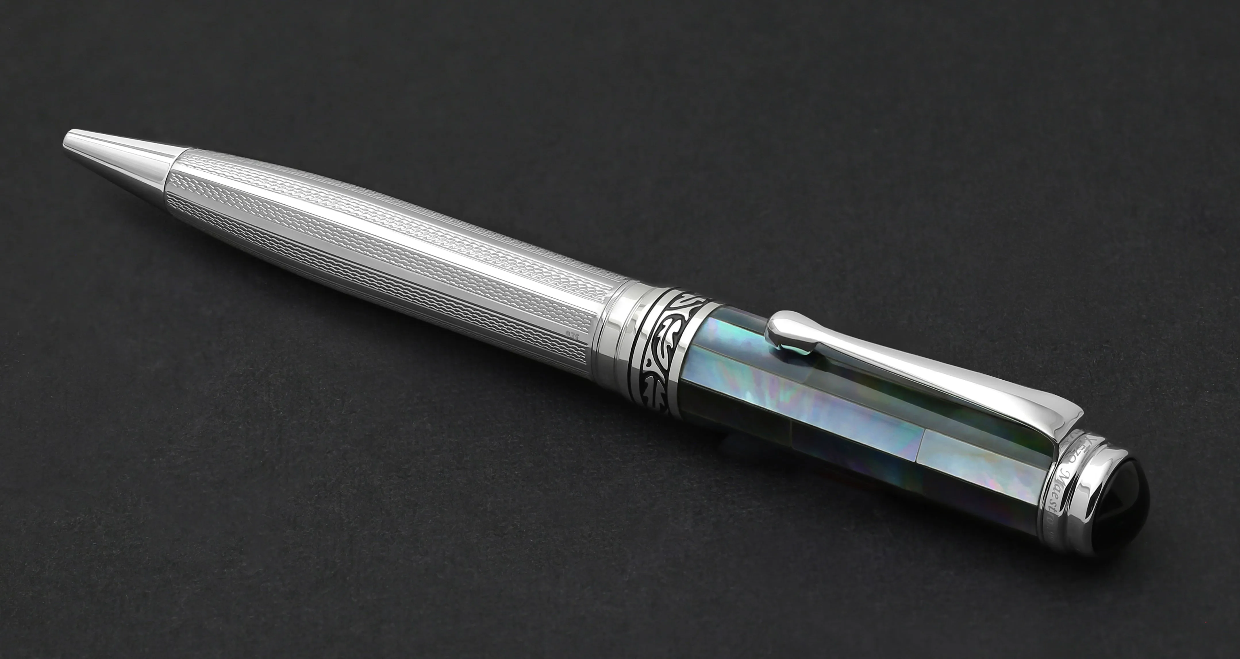 Maestro® 925 Sterling Silver Ballpoint Pen - Black Mother of Pearl Cap