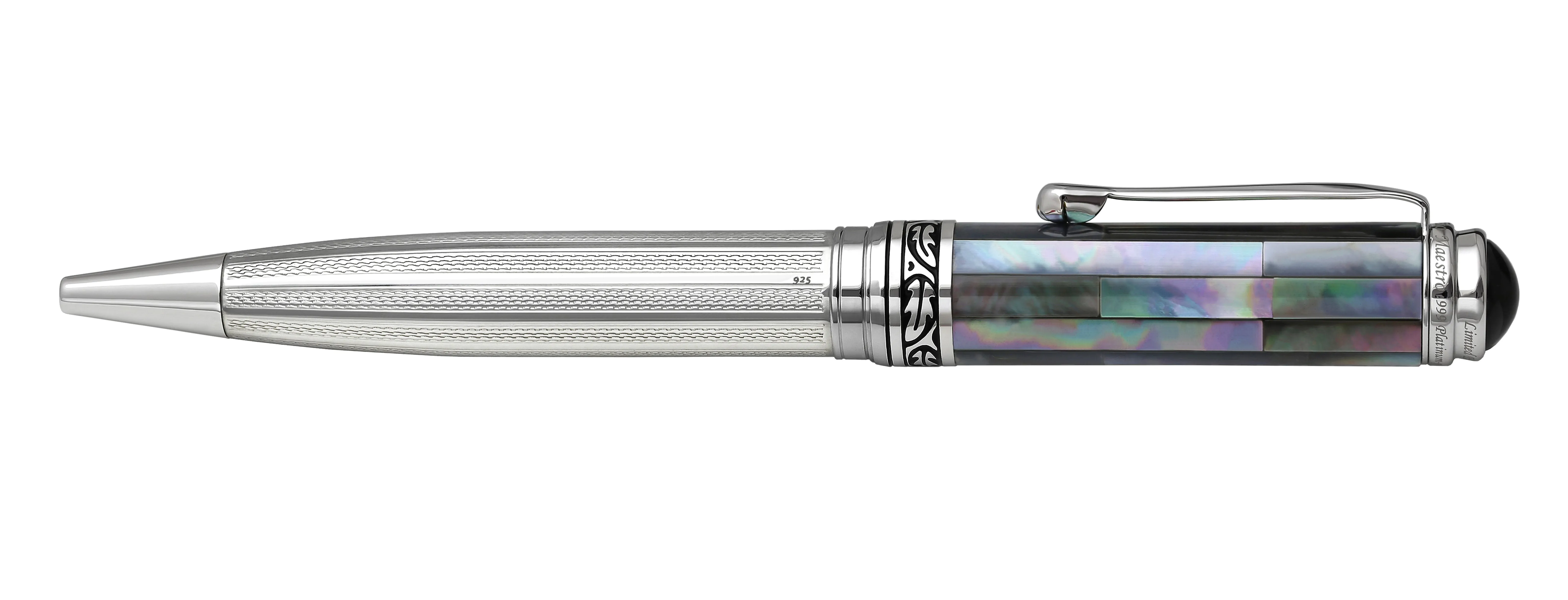 Maestro® 925 Sterling Silver Ballpoint Pen - Black Mother of Pearl Cap