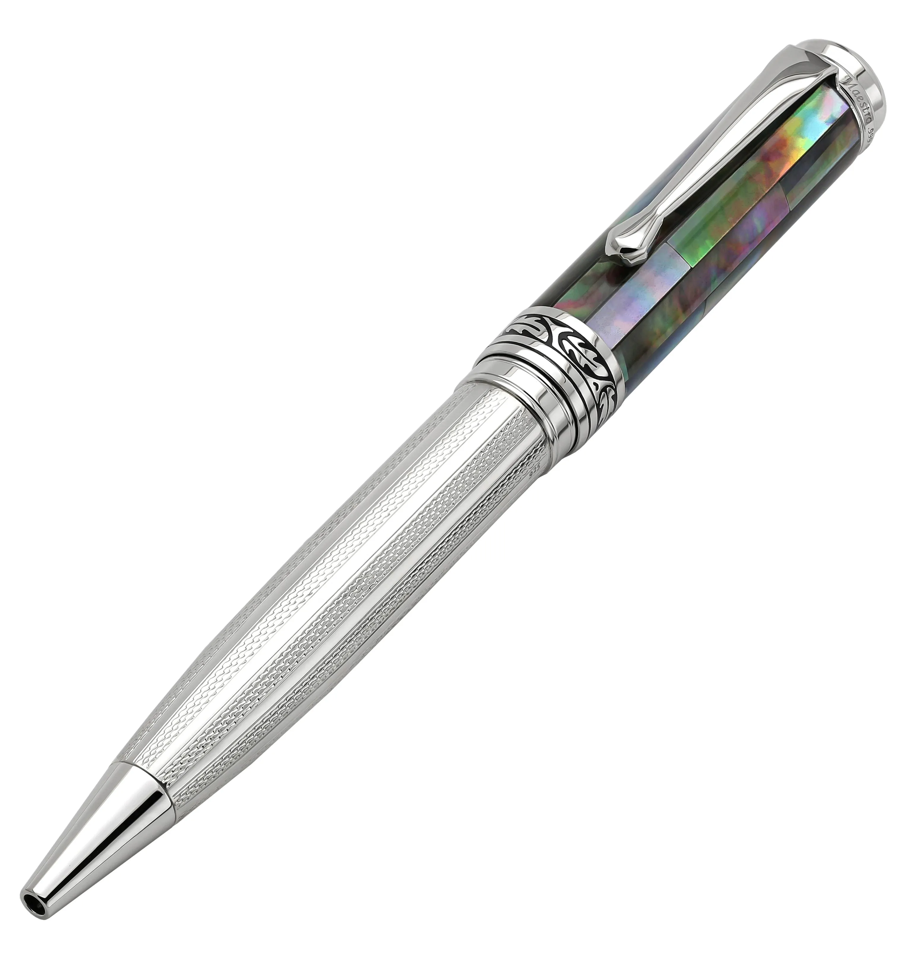 Maestro® 925 Sterling Silver Ballpoint Pen - Black Mother of Pearl Cap