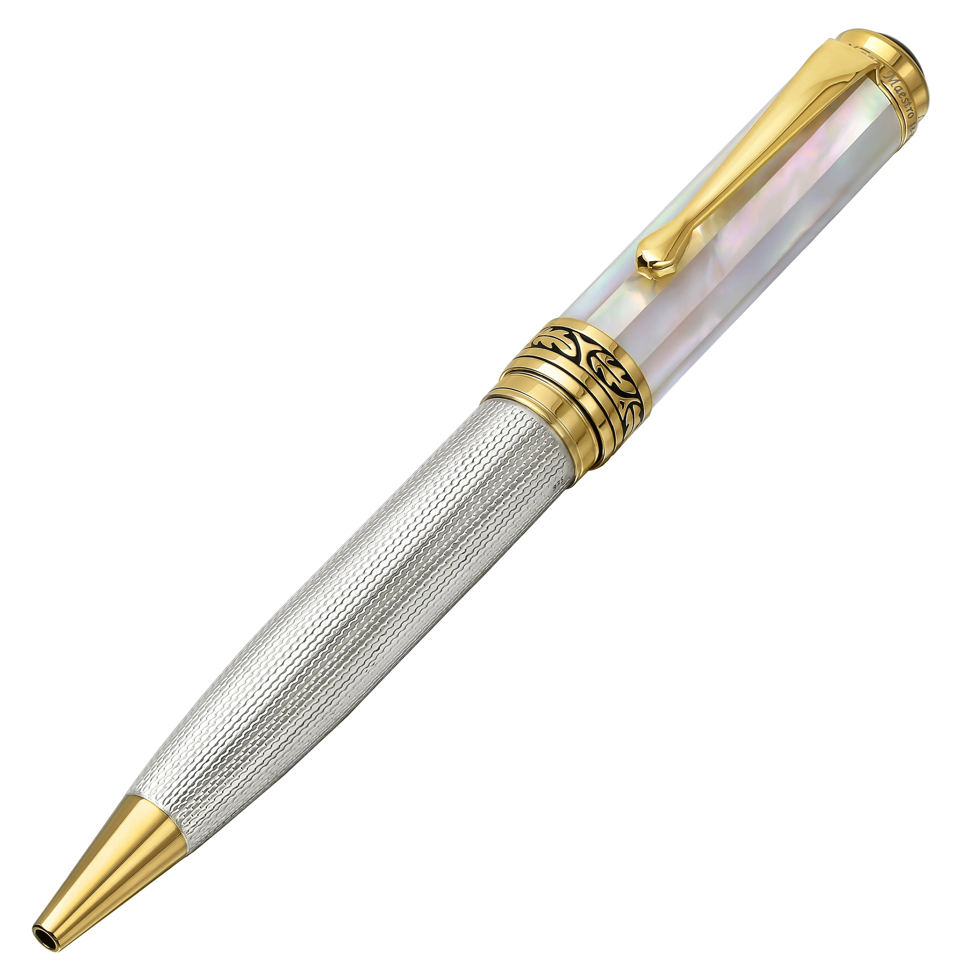 Maestro® 925 Sterling Silver Ballpoint Pen - White Mother of Pearl Cap