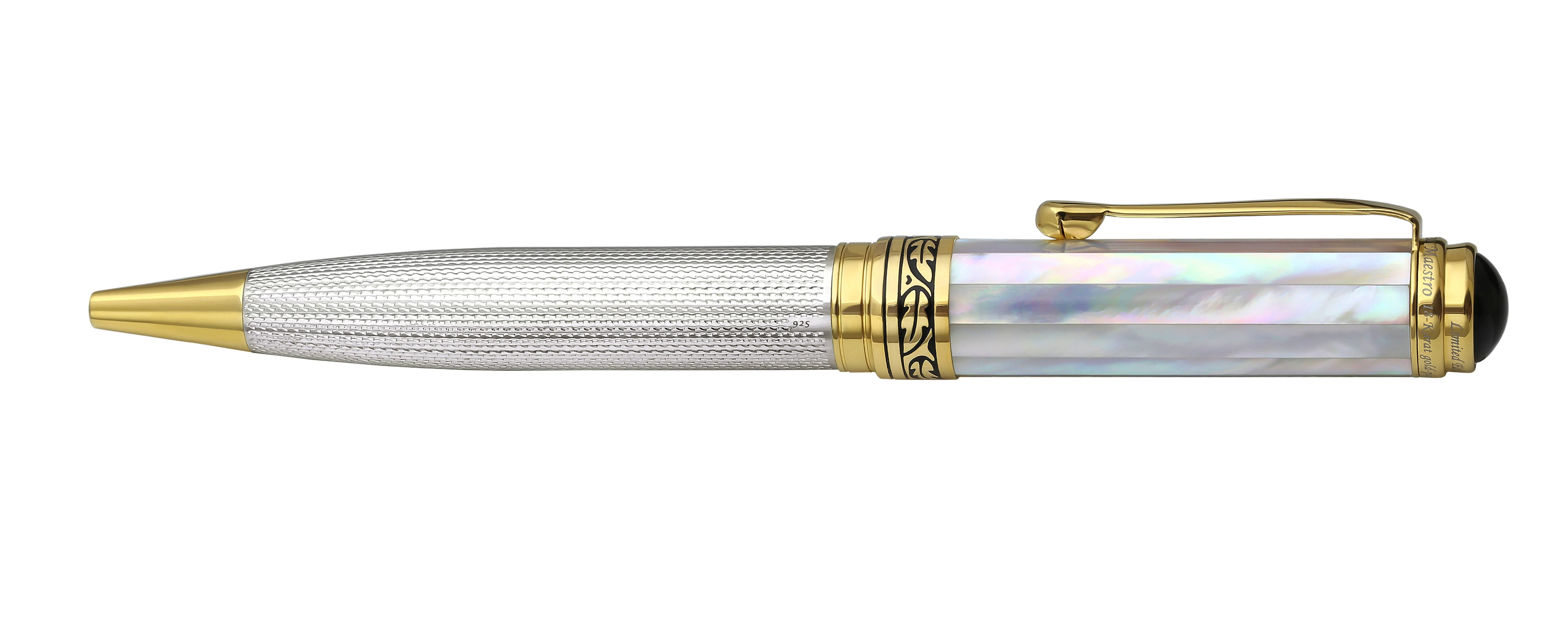 Maestro® 925 Sterling Silver Ballpoint Pen - White Mother of Pearl Cap