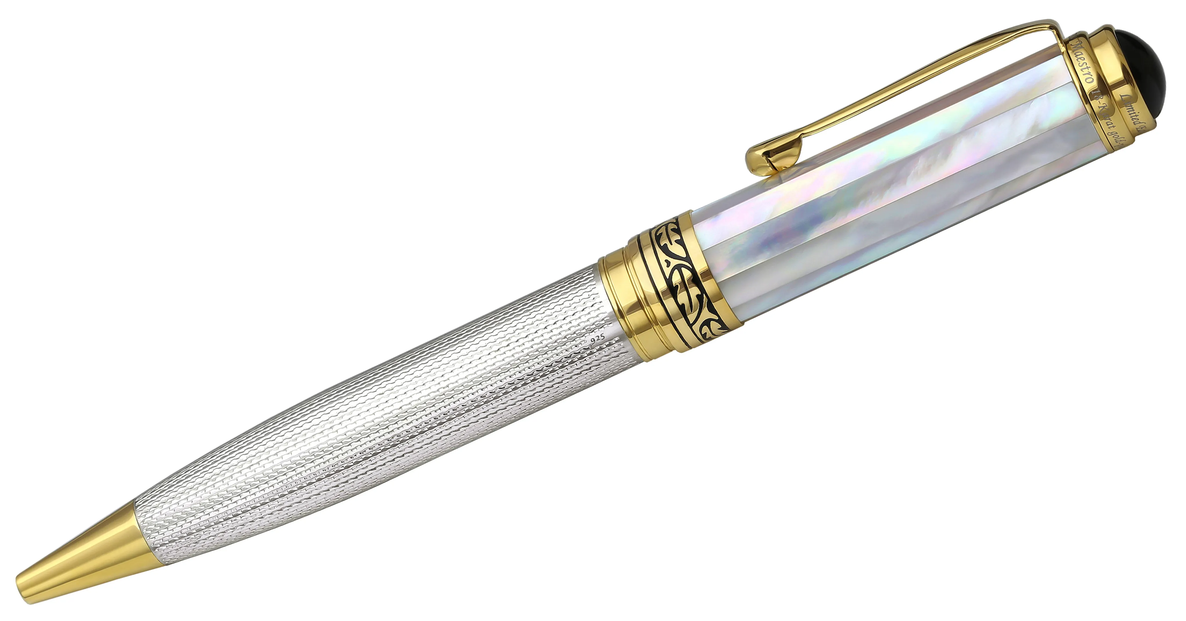 Maestro® 925 Sterling Silver Ballpoint Pen - White Mother of Pearl Cap