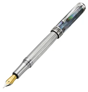 Maestro® 925 Sterling Silver Fountain Pen (Fine Nib) - Black Mother of Pearl Cap